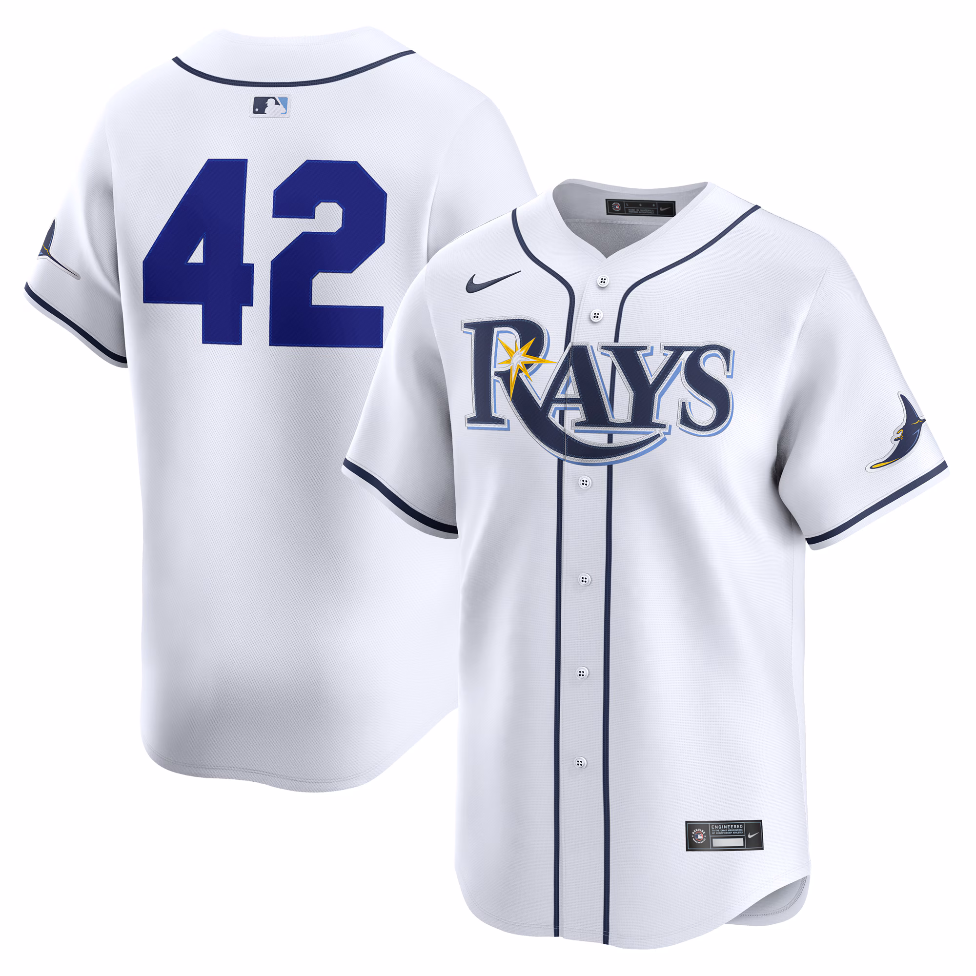 Men's Tampa Bay Rays Nike White Home 2025 Jackie Robinson Day Limited Jersey