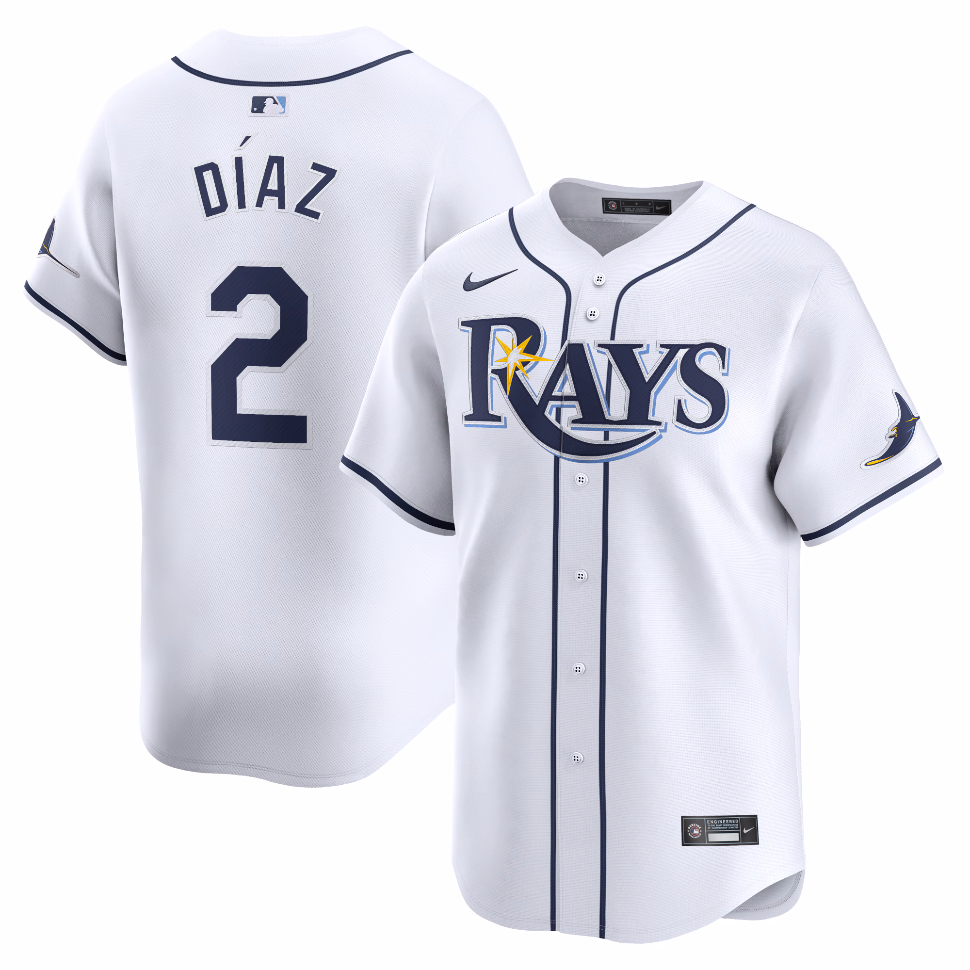 Men's Tampa Bay Rays Yandy Diaz Nike White Home Limited Player Jersey