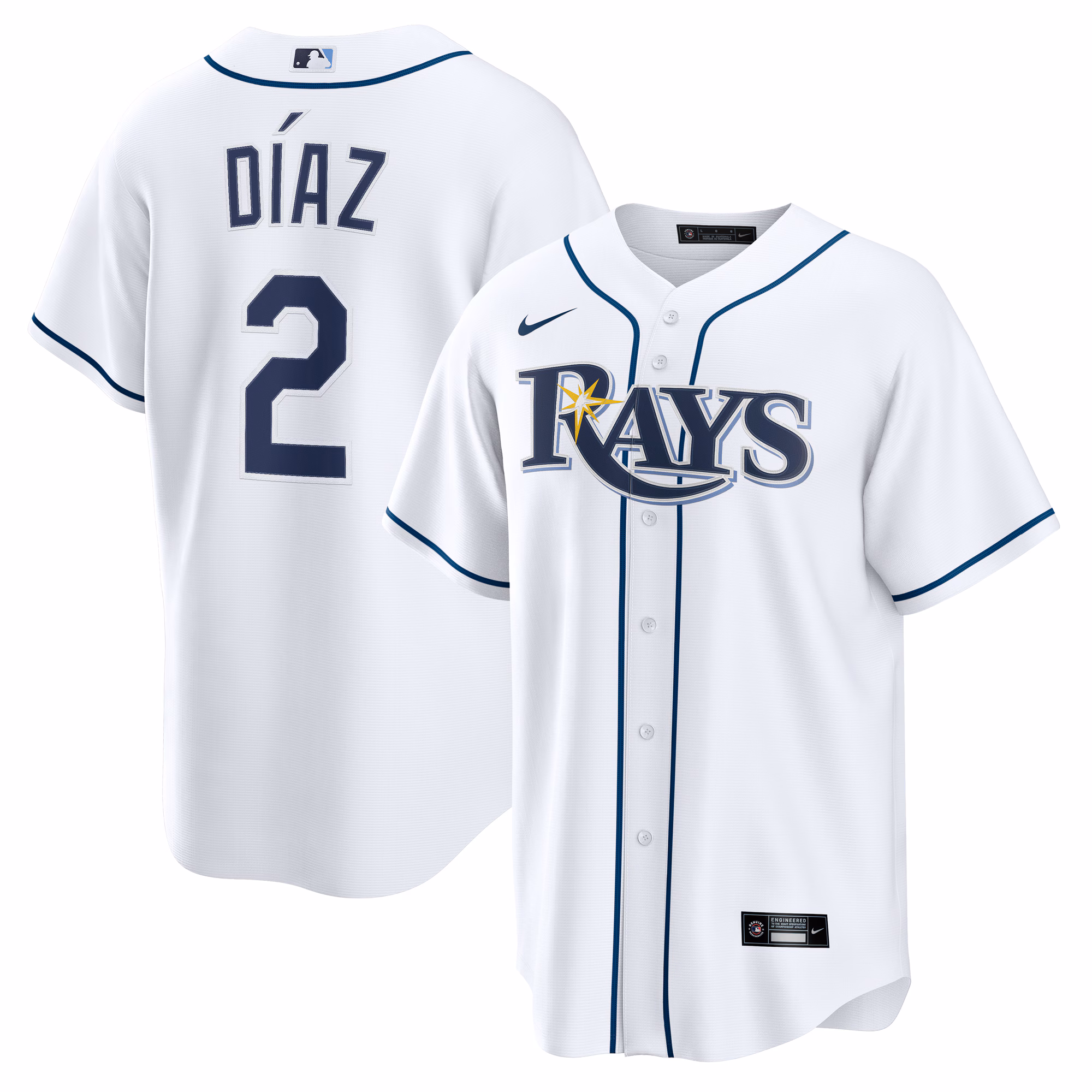 Men's Tampa Bay Rays Yandy Díaz Nike White Home Replica Jersey