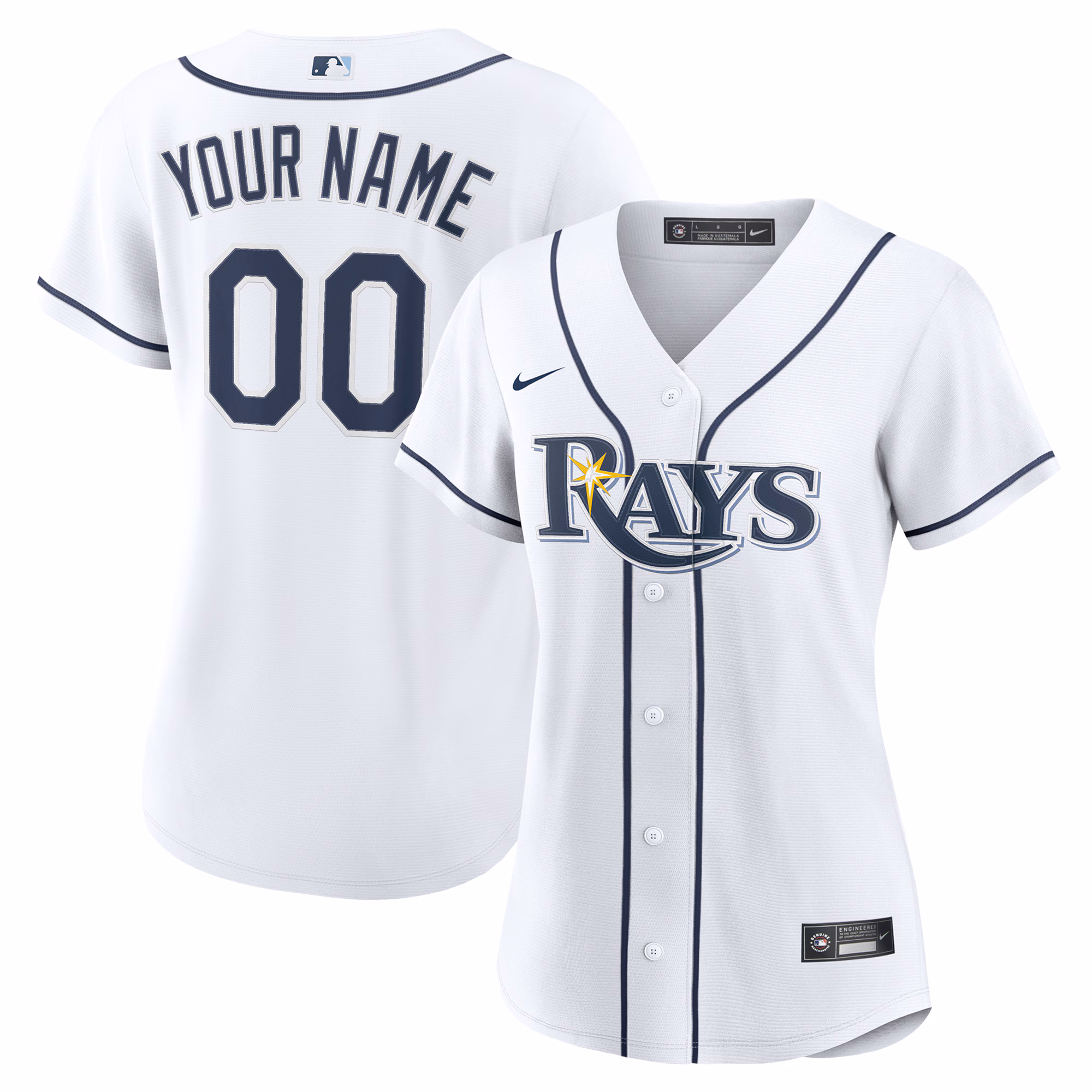 Women's Tampa Bay Rays Nike White Home Custom Replica 2.0 Jersey