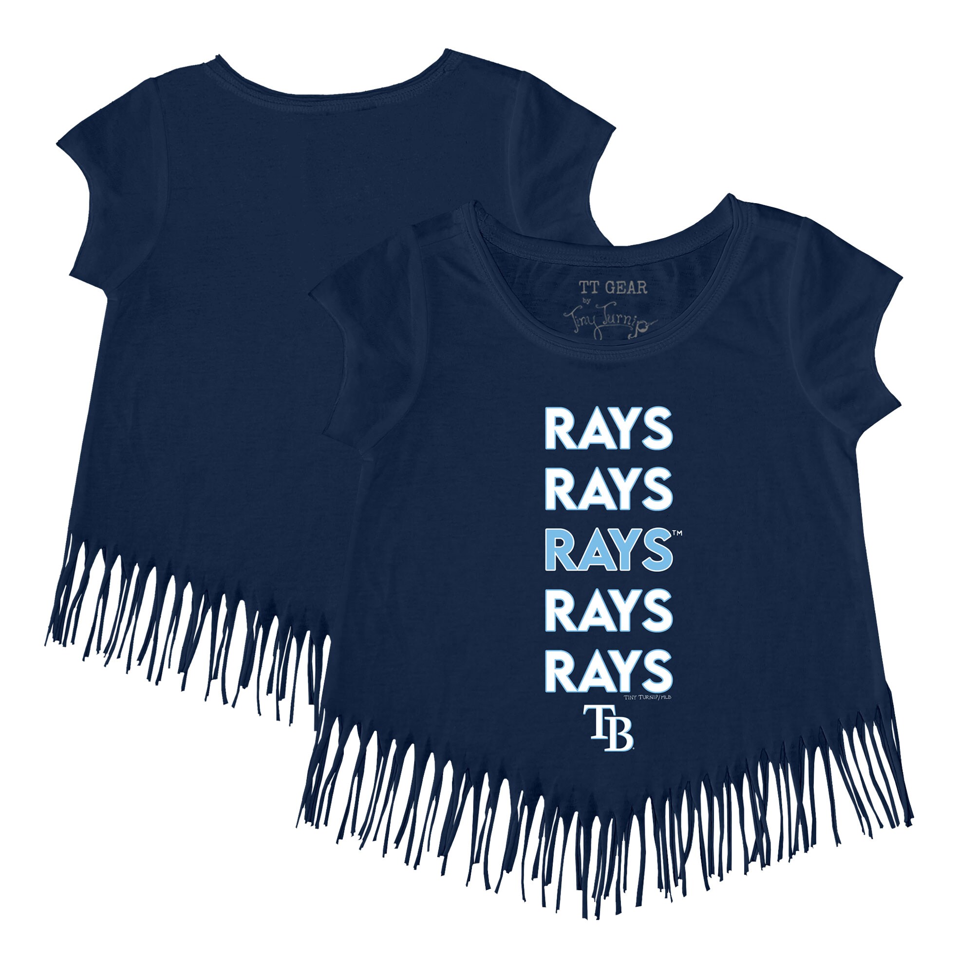 Girls Toddler Tampa Bay Rays Tiny Turnip Navy Stacked Fringe T-Shirt