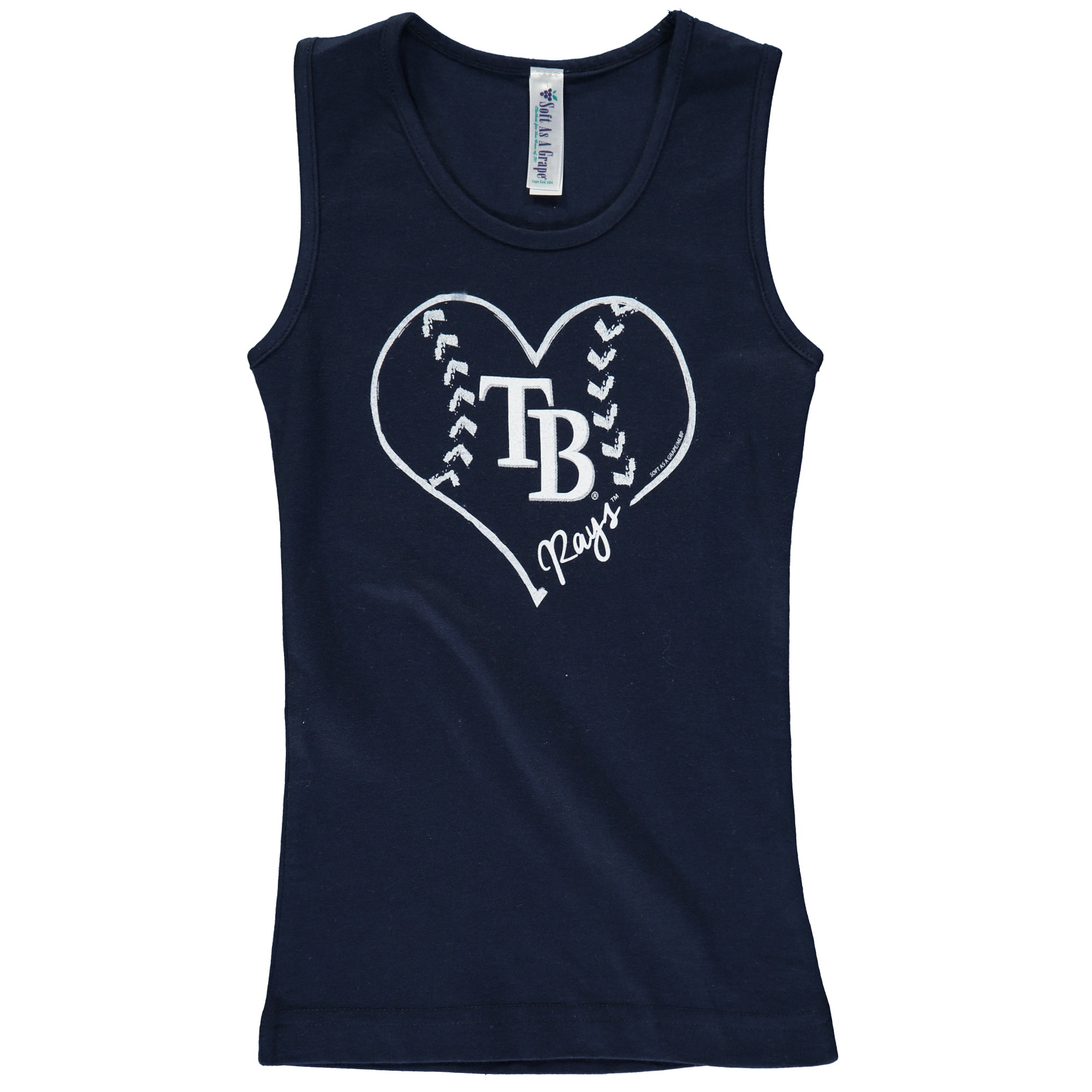 Girls Youth Tampa Bay Rays Soft as a Grape Navy Cotton Tank Top