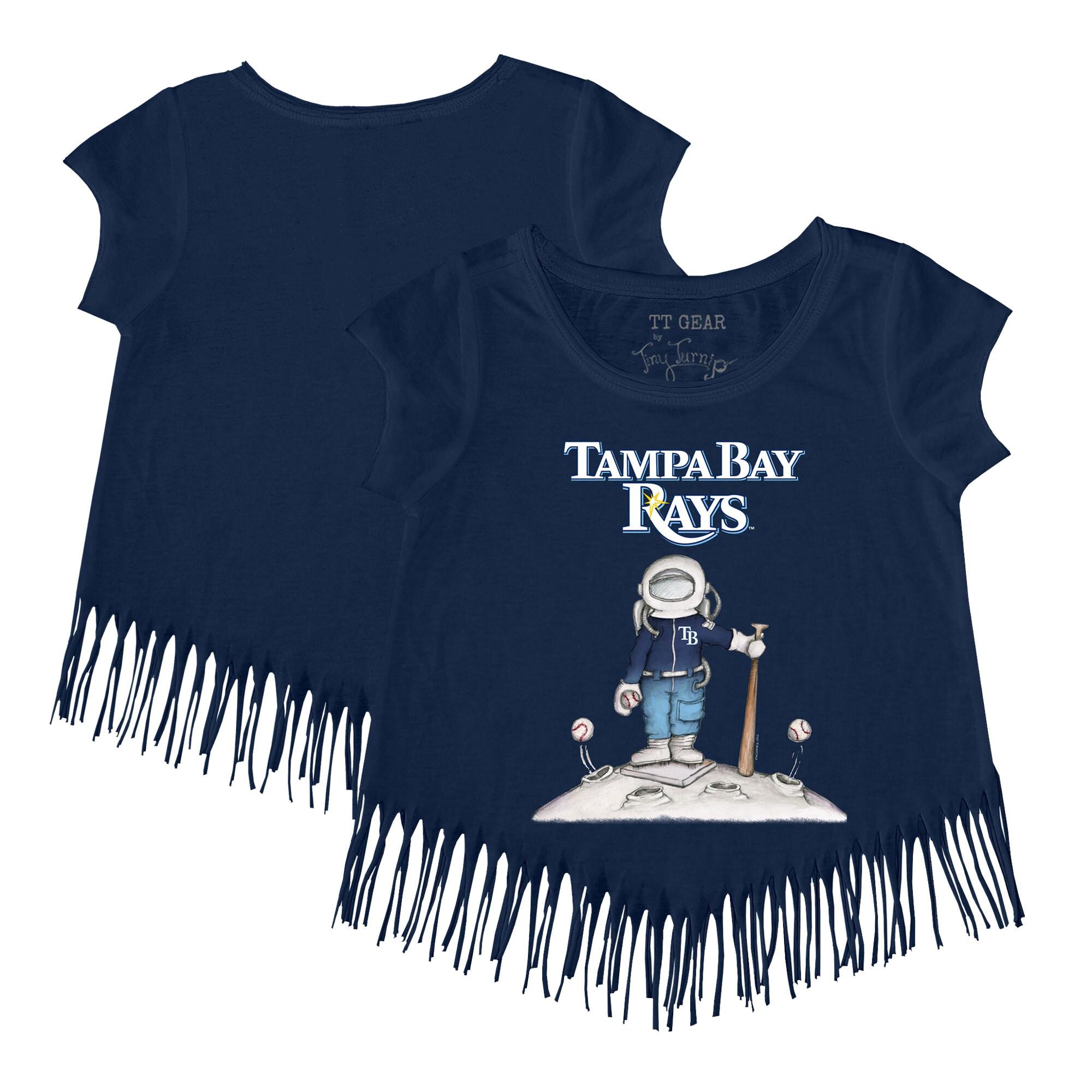 Girls Youth Tampa Bay Rays Tiny Turnip Navy Astronaut Fringe T-Shirt