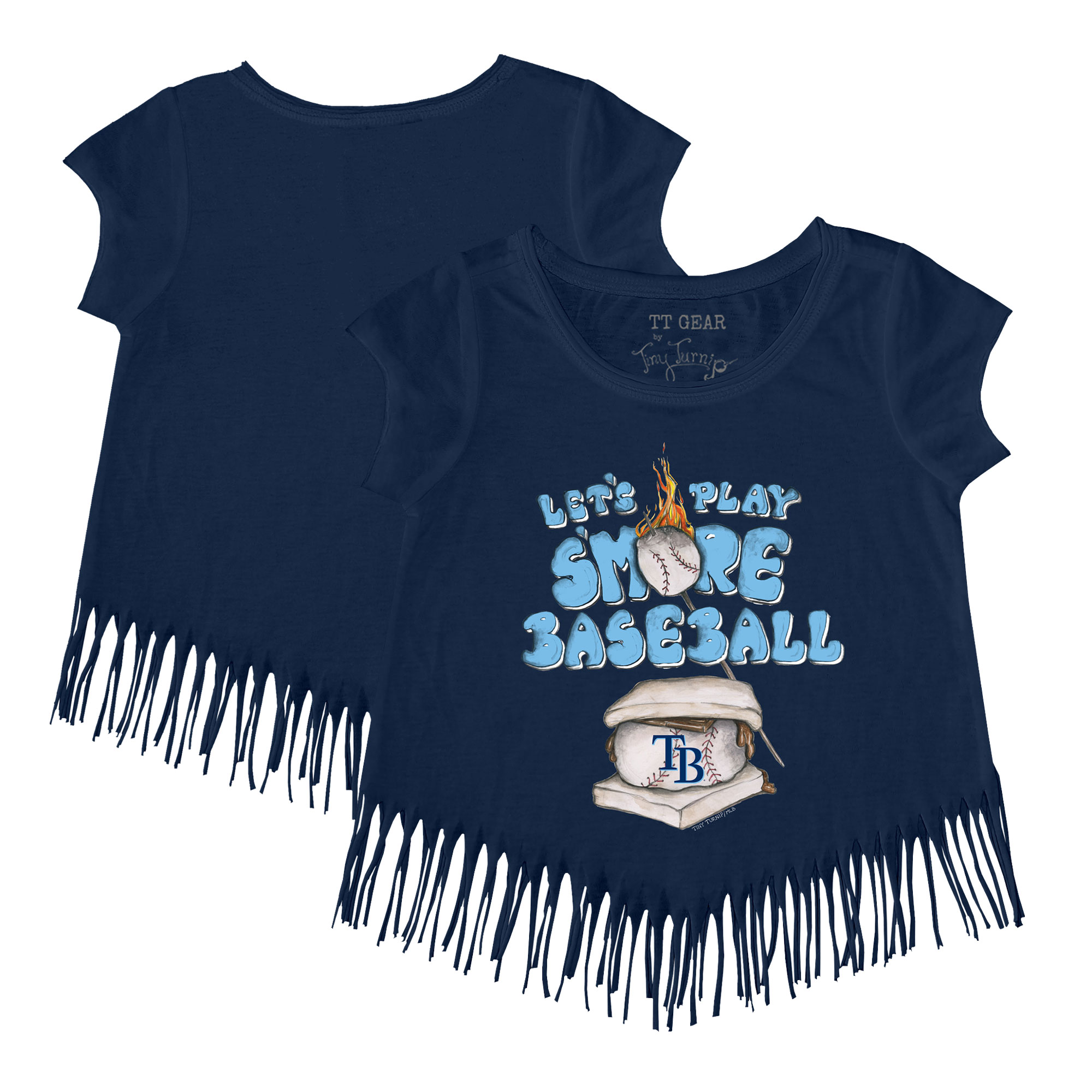 Girls Youth Tampa Bay Rays Tiny Turnip Navy Smores Fringe T-Shirt