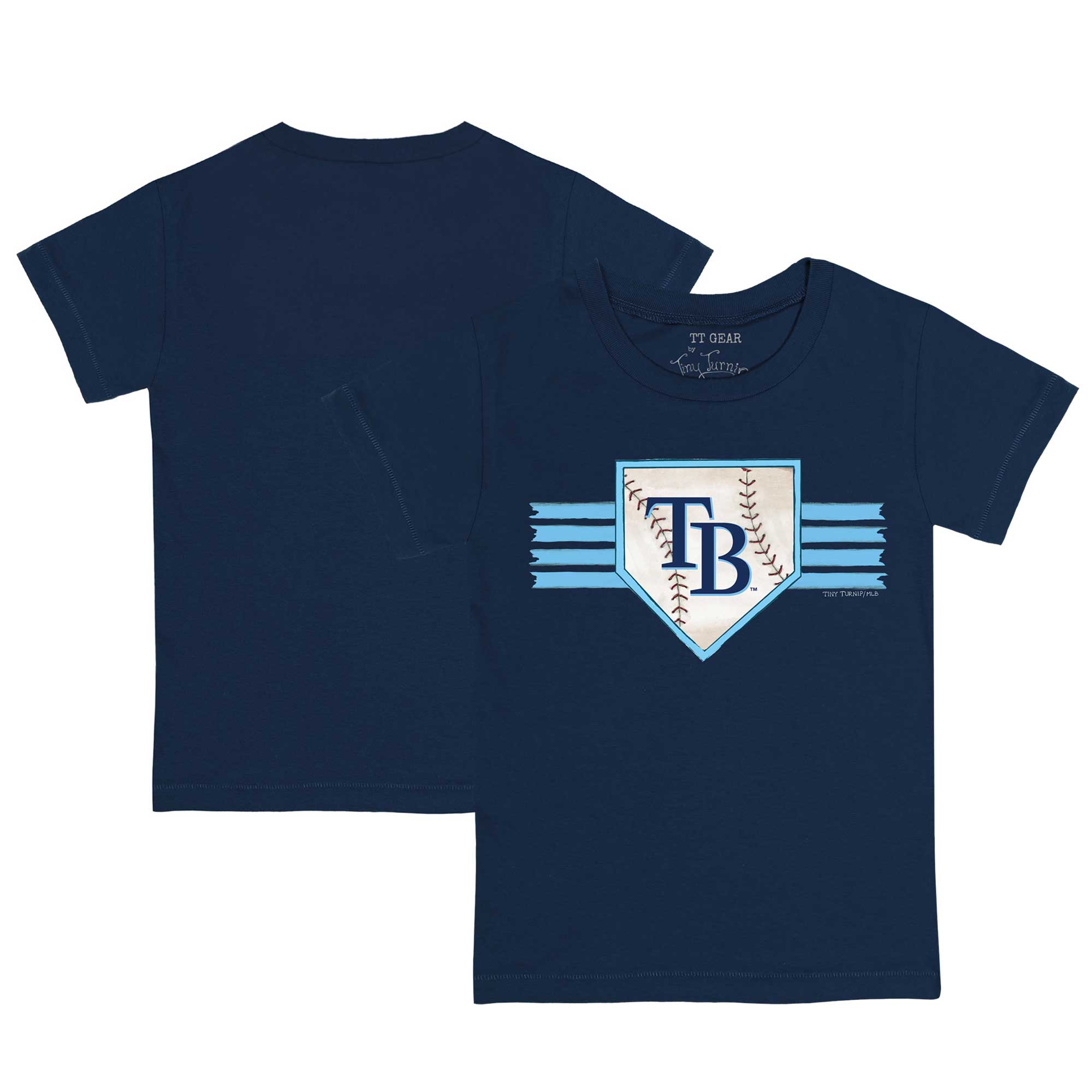 Infant Tampa Bay Rays Tiny Turnip Navy Base Stripe T-Shirt