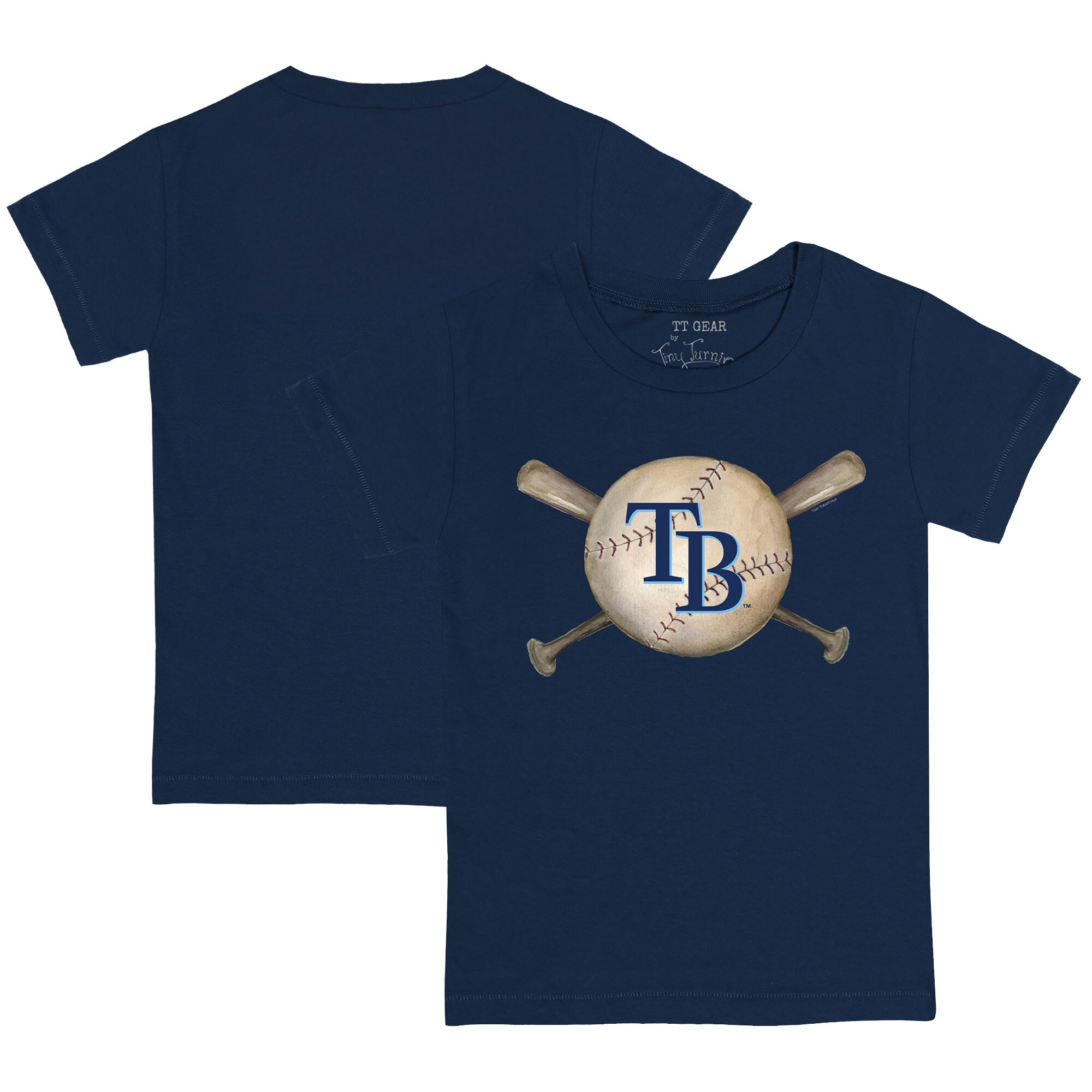 Infant Tampa Bay Rays Tiny Turnip Navy Baseball Cross Bats T-Shirt