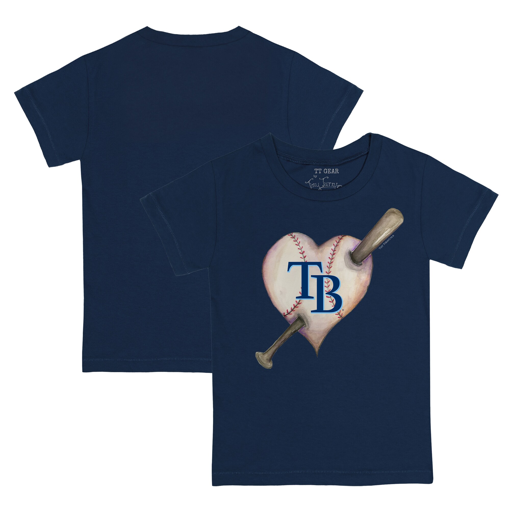 Infant Tampa Bay Rays Tiny Turnip Navy Heart Bat T-Shirt