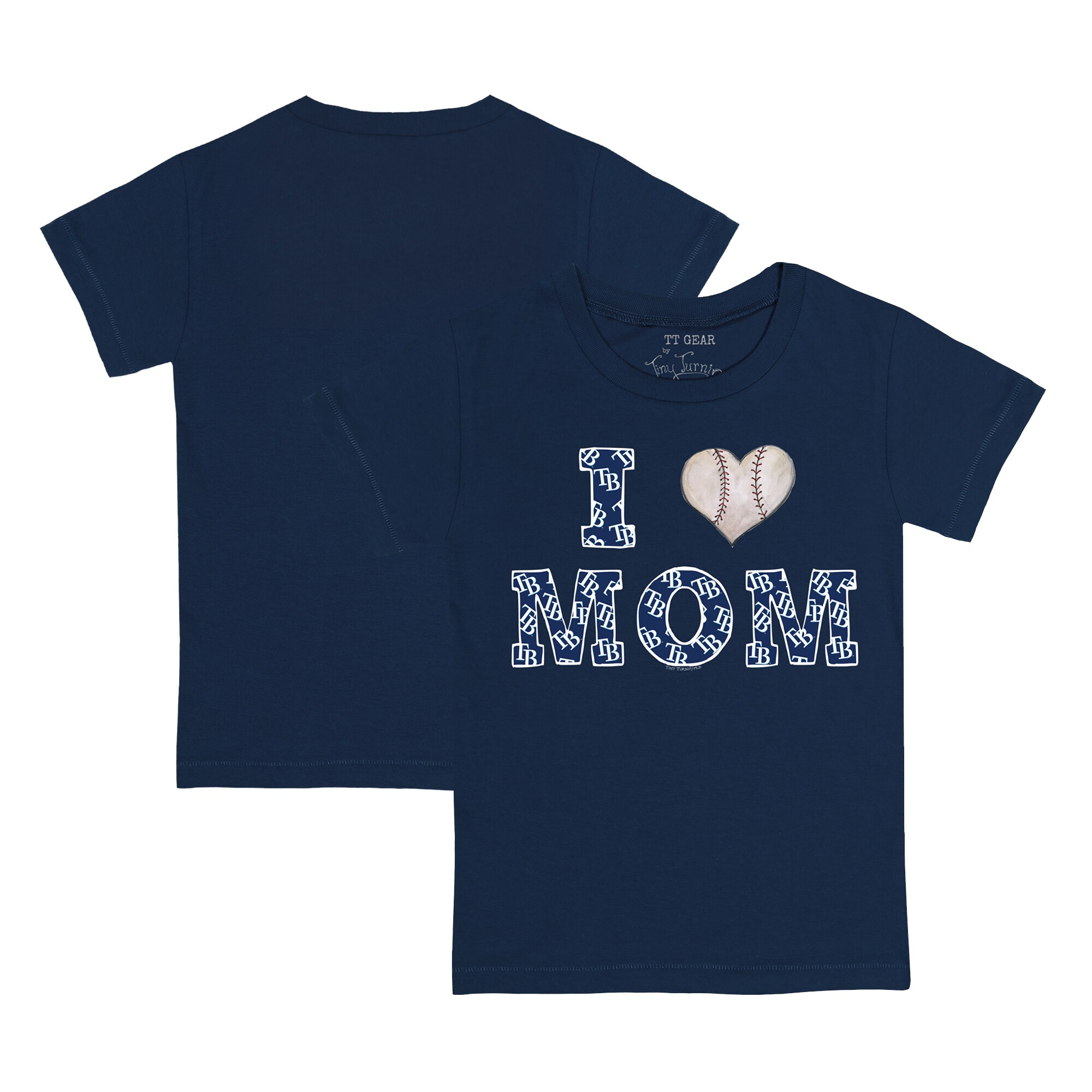 Infant Tampa Bay Rays Tiny Turnip Navy I Love Mom T-Shirt