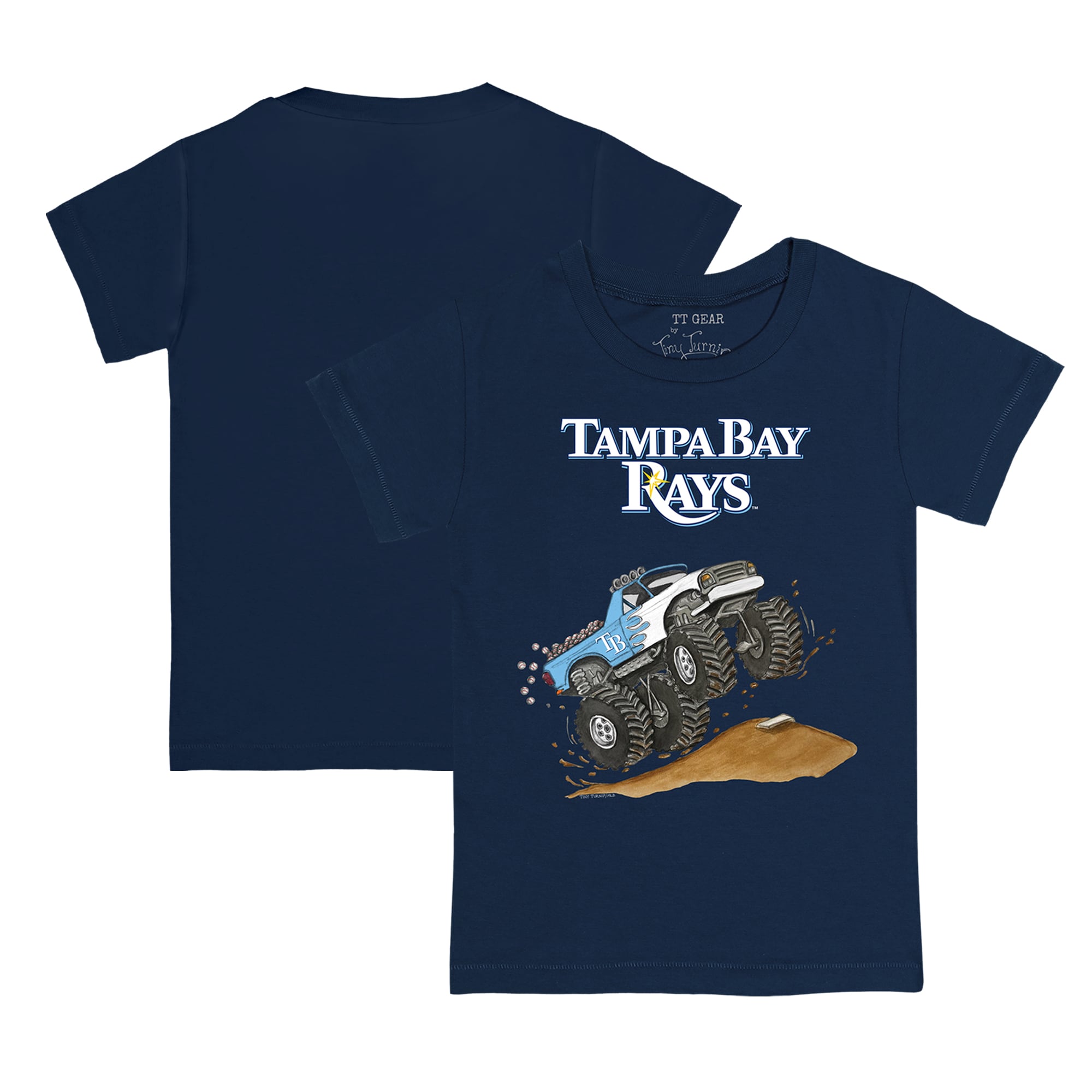 Infant Tampa Bay Rays Tiny Turnip Navy Monster Truck T-Shirt