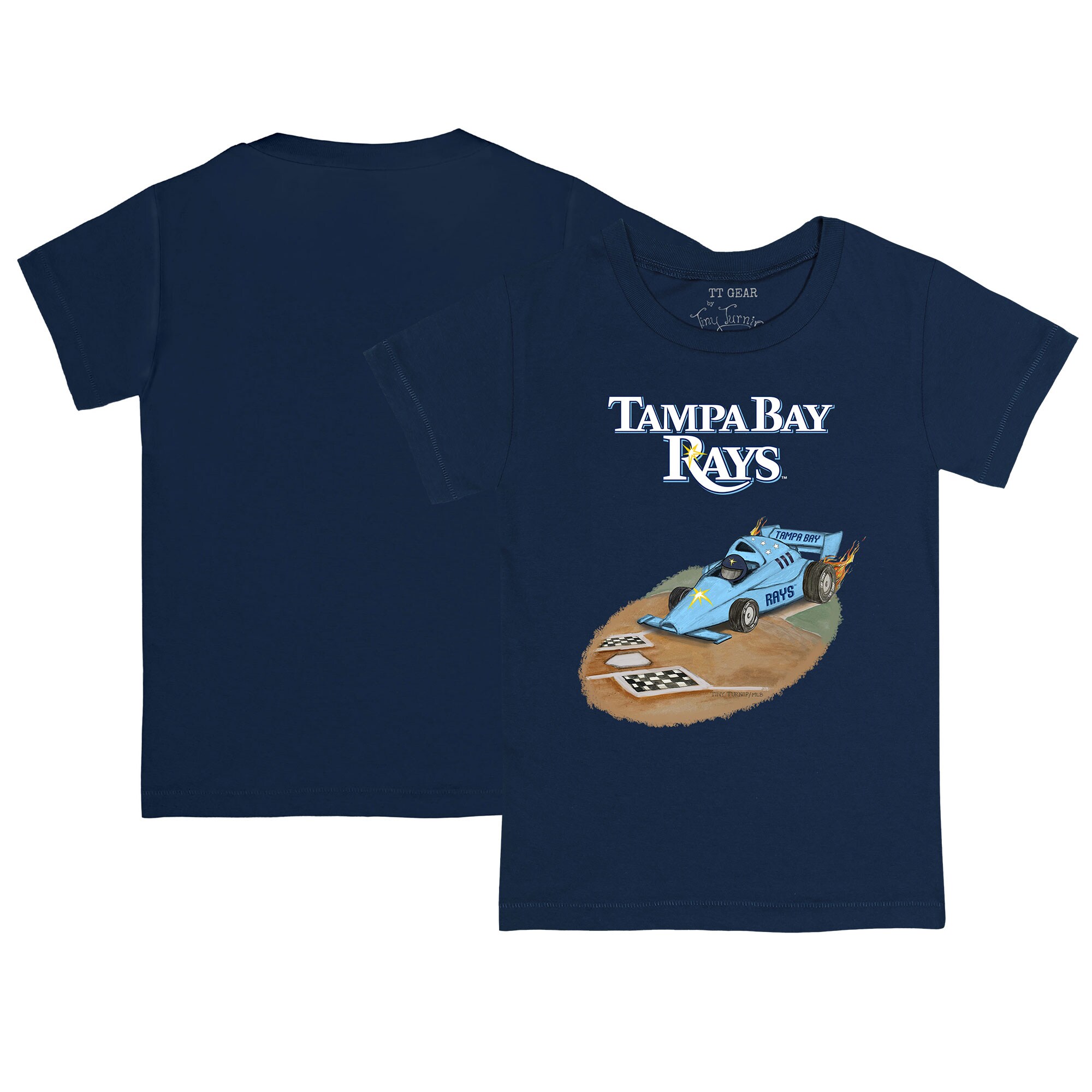 Infant Tampa Bay Rays Tiny Turnip Navy Race Car T-Shirt
