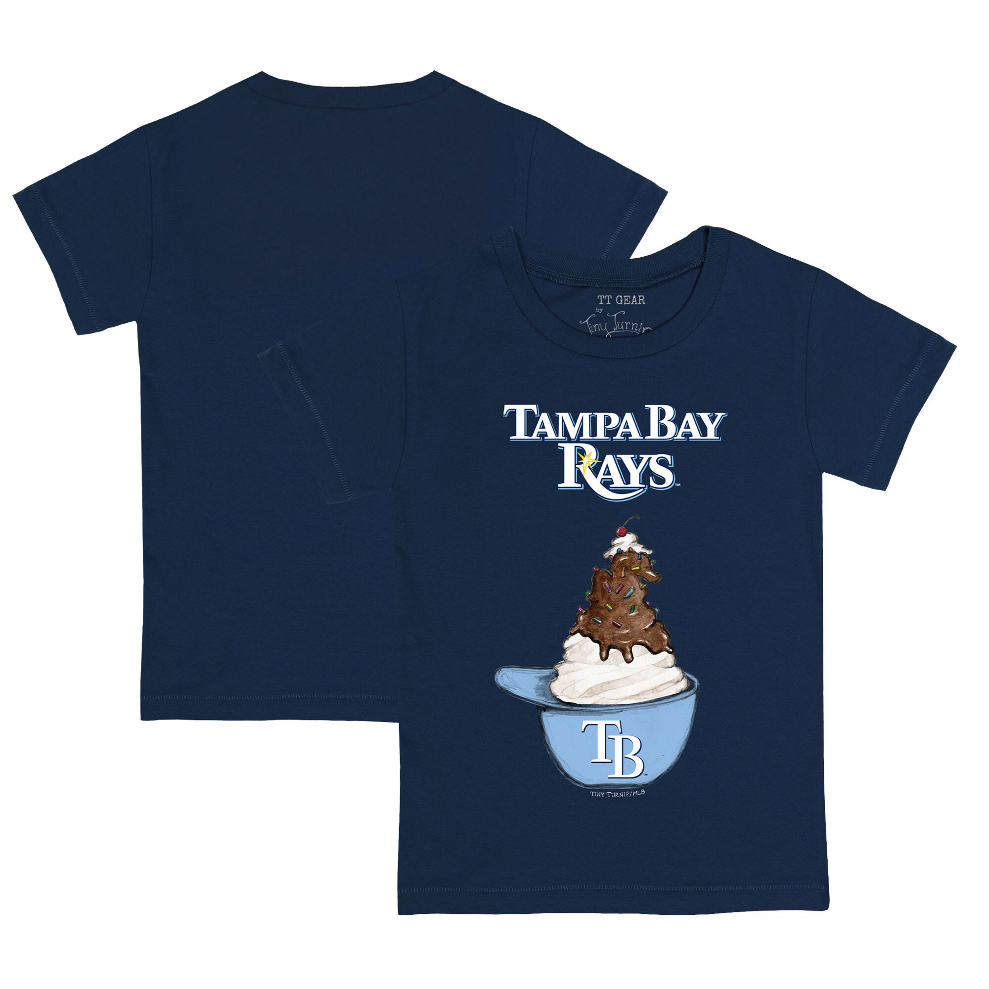Infant Tampa Bay Rays Tiny Turnip Navy Sundae Helmet T-Shirt