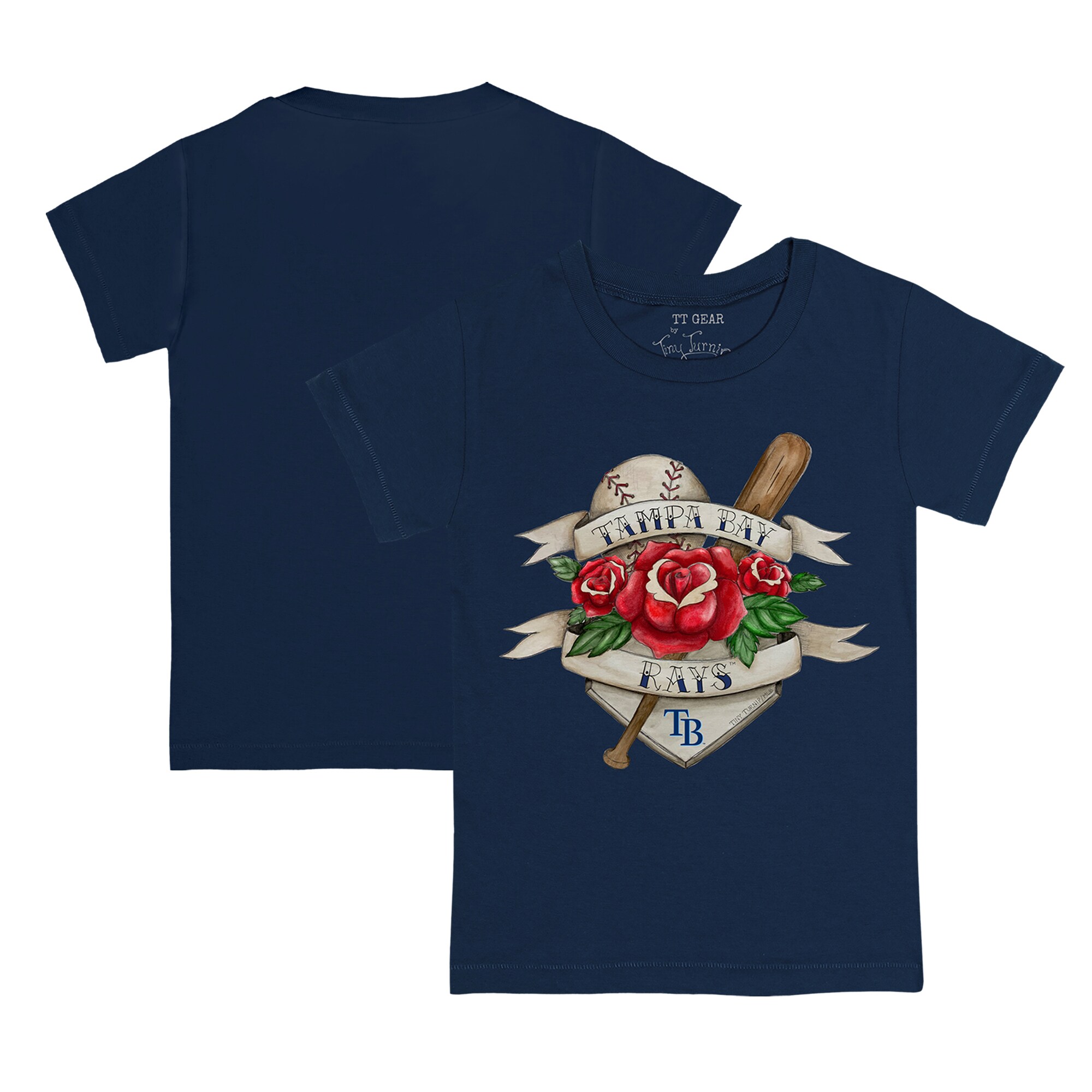 Infant Tampa Bay Rays Tiny Turnip Navy Tattoo Rose T-Shirt