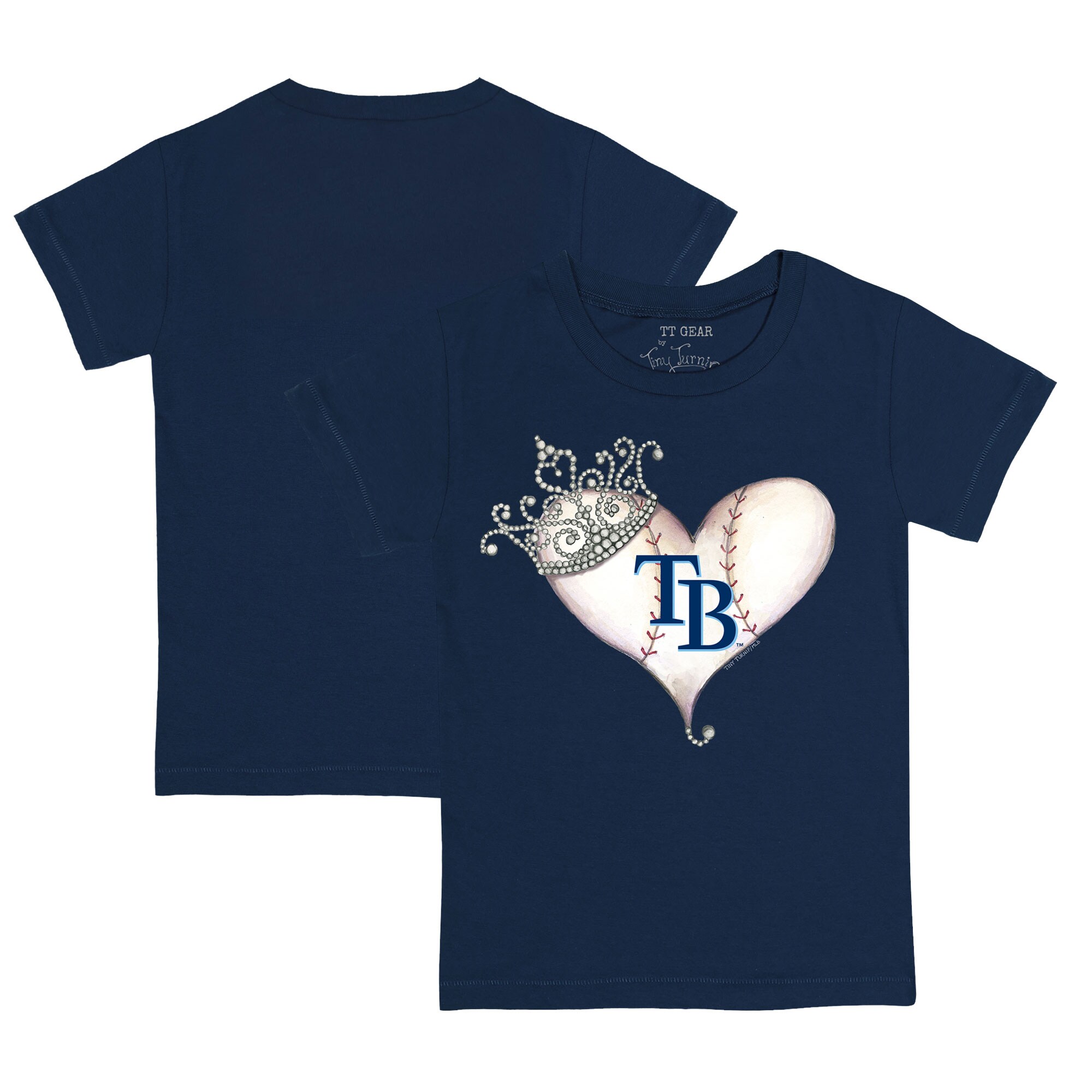 Infant Tampa Bay Rays Tiny Turnip Navy Tiara Heart T-Shirt