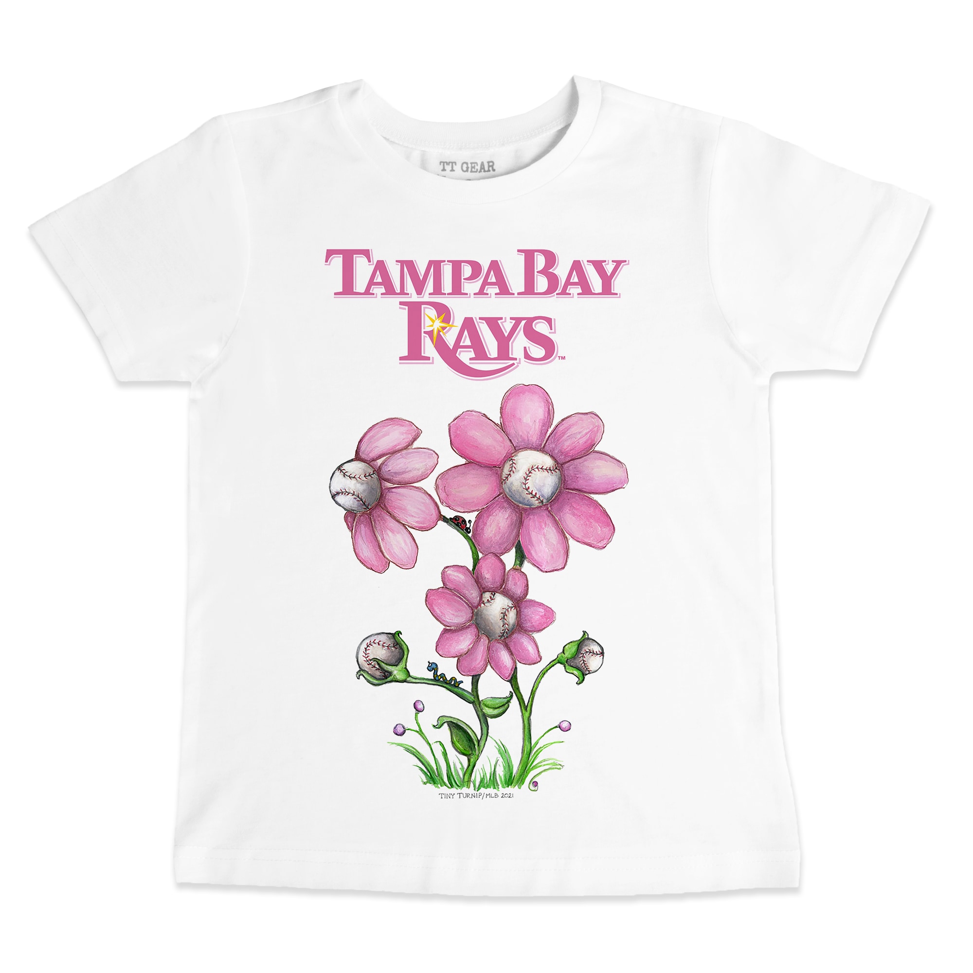 Infant Tampa Bay Rays Tiny Turnip White Blooming Baseballs T-Shirt