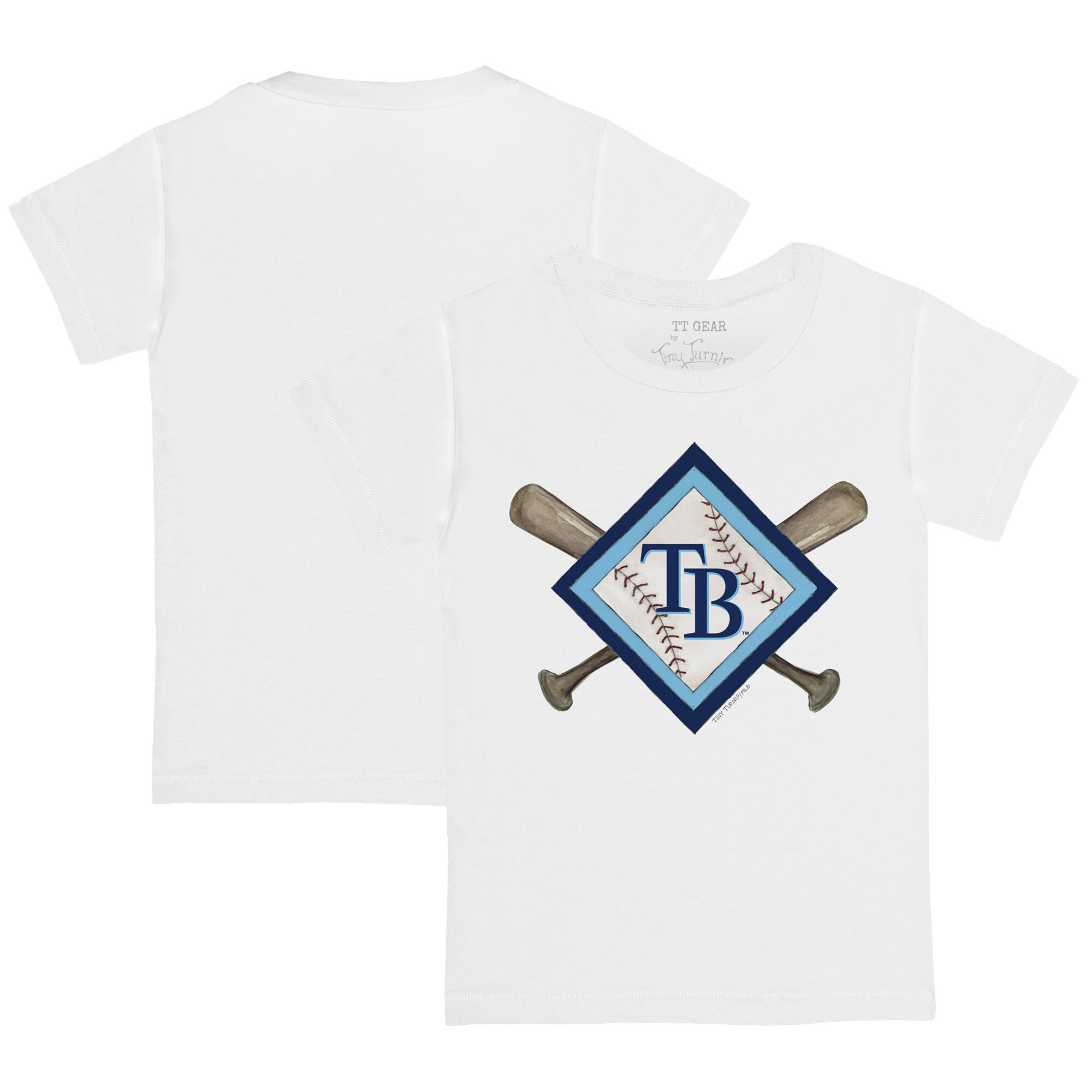 Infant Tampa Bay Rays Tiny Turnip White Diamond Cross Bats T-Shirt