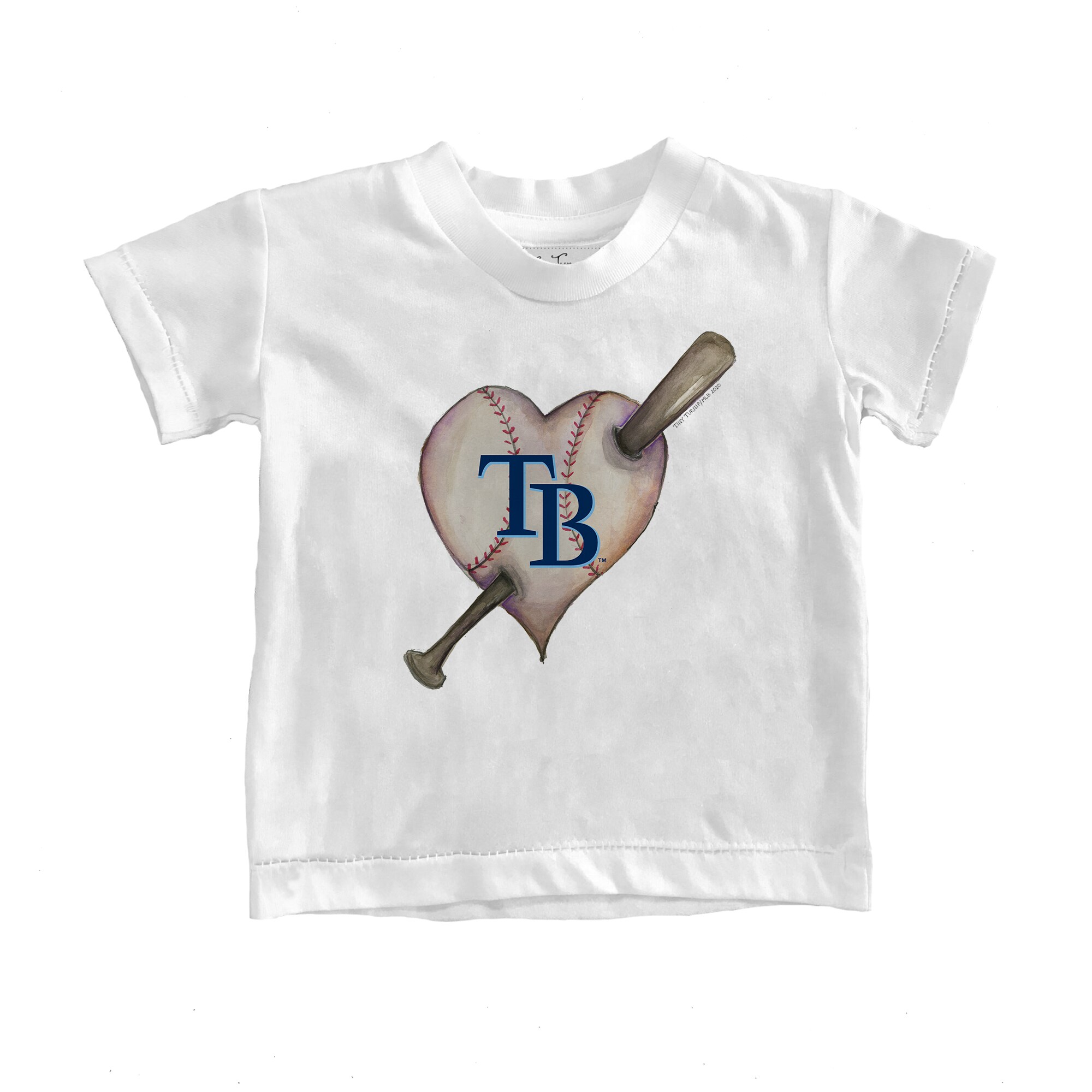 Infant Tampa Bay Rays Tiny Turnip White Heart Bat T-Shirt