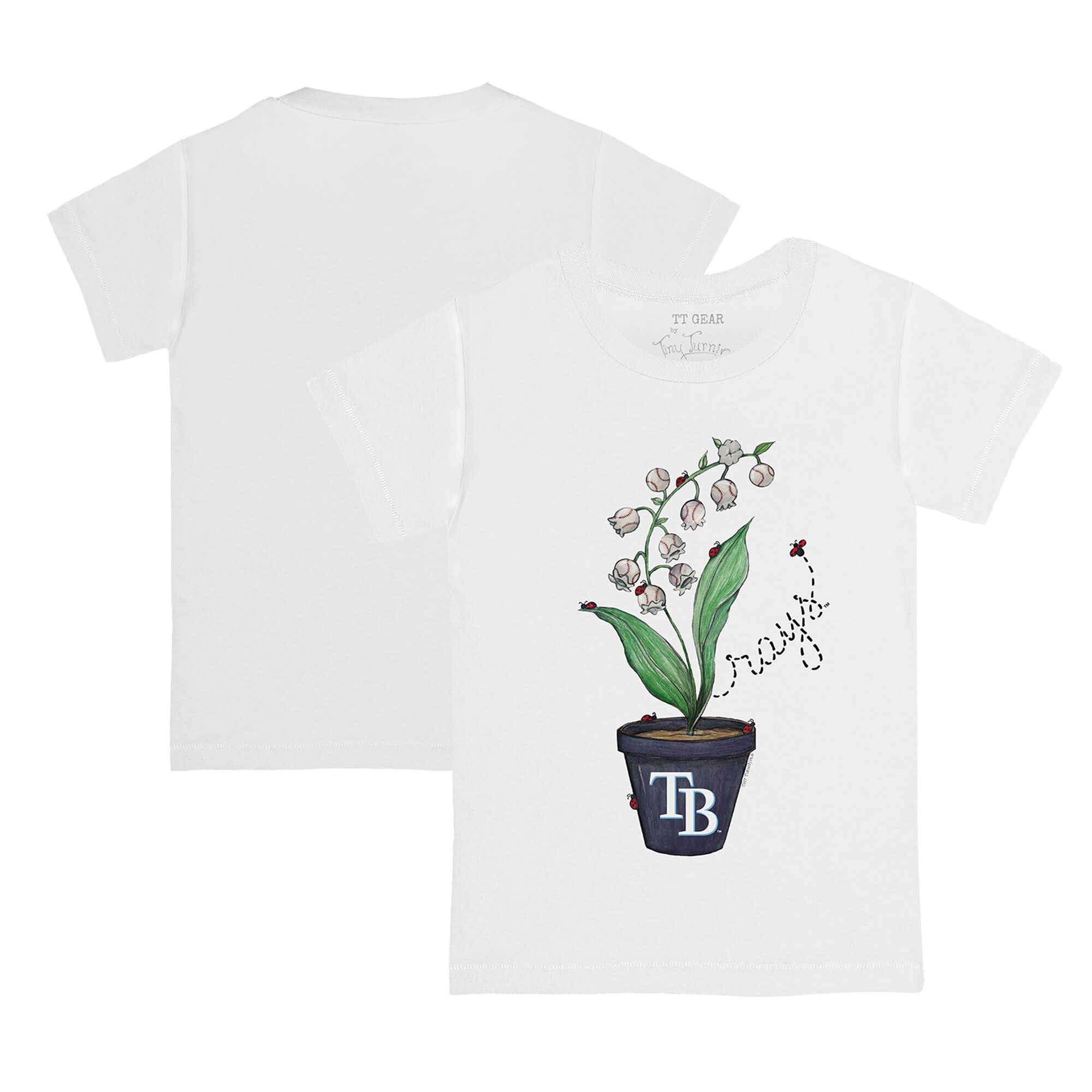 Infant Tampa Bay Rays Tiny Turnip White Lilies & Ladybugs T-Shirt