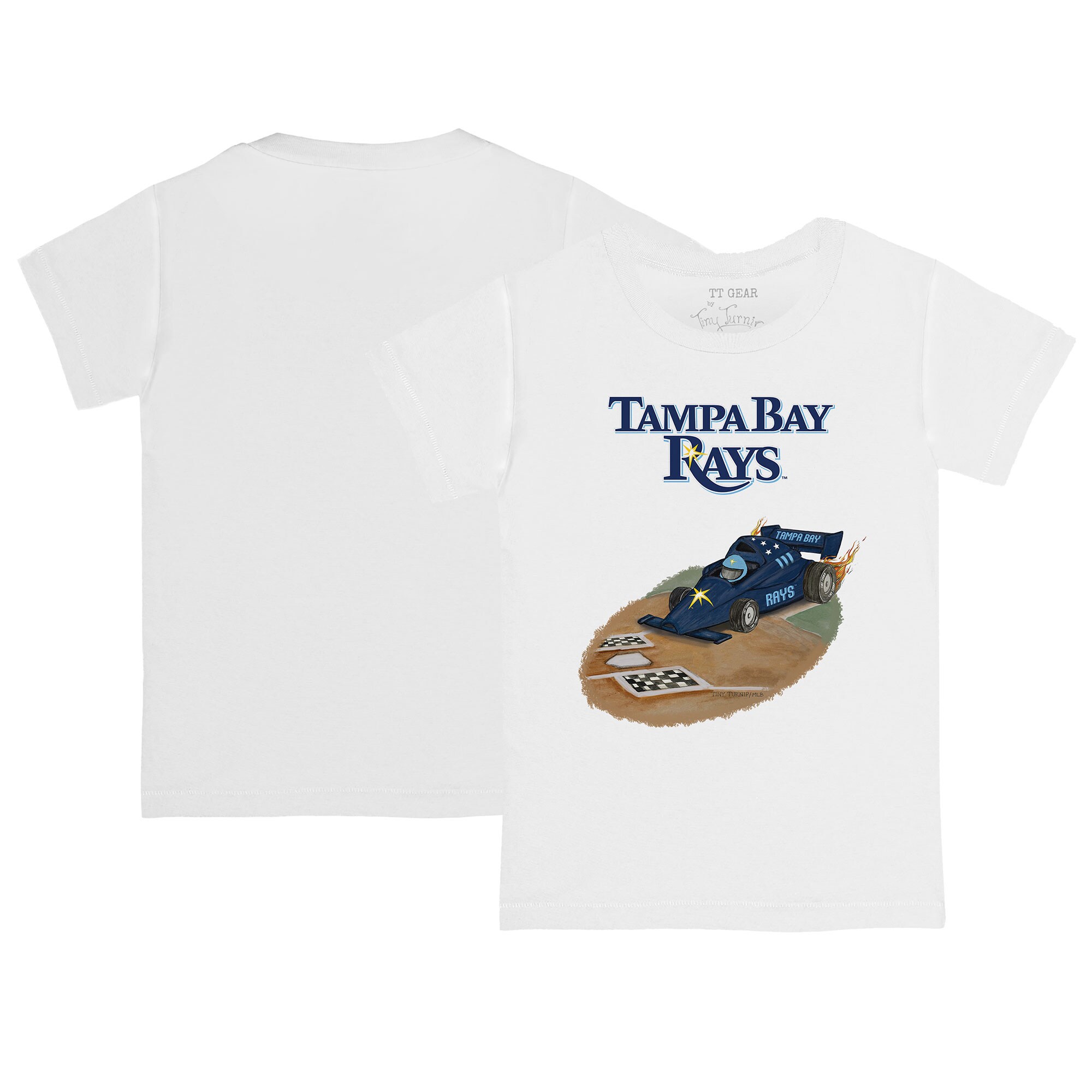 Infant Tampa Bay Rays Tiny Turnip White Race Car T-Shirt