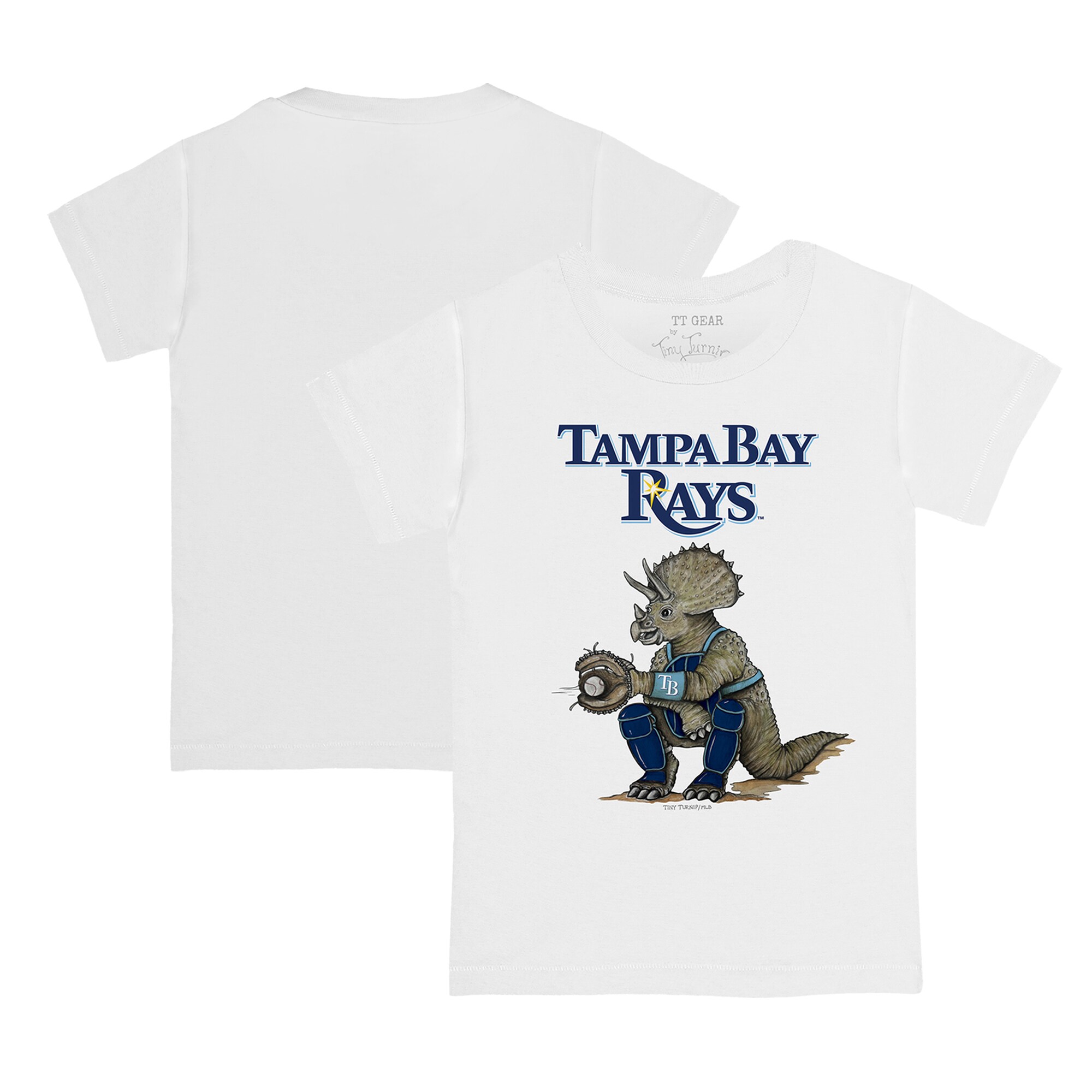 Infant Tampa Bay Rays Tiny Turnip White Triceratops T-Shirt