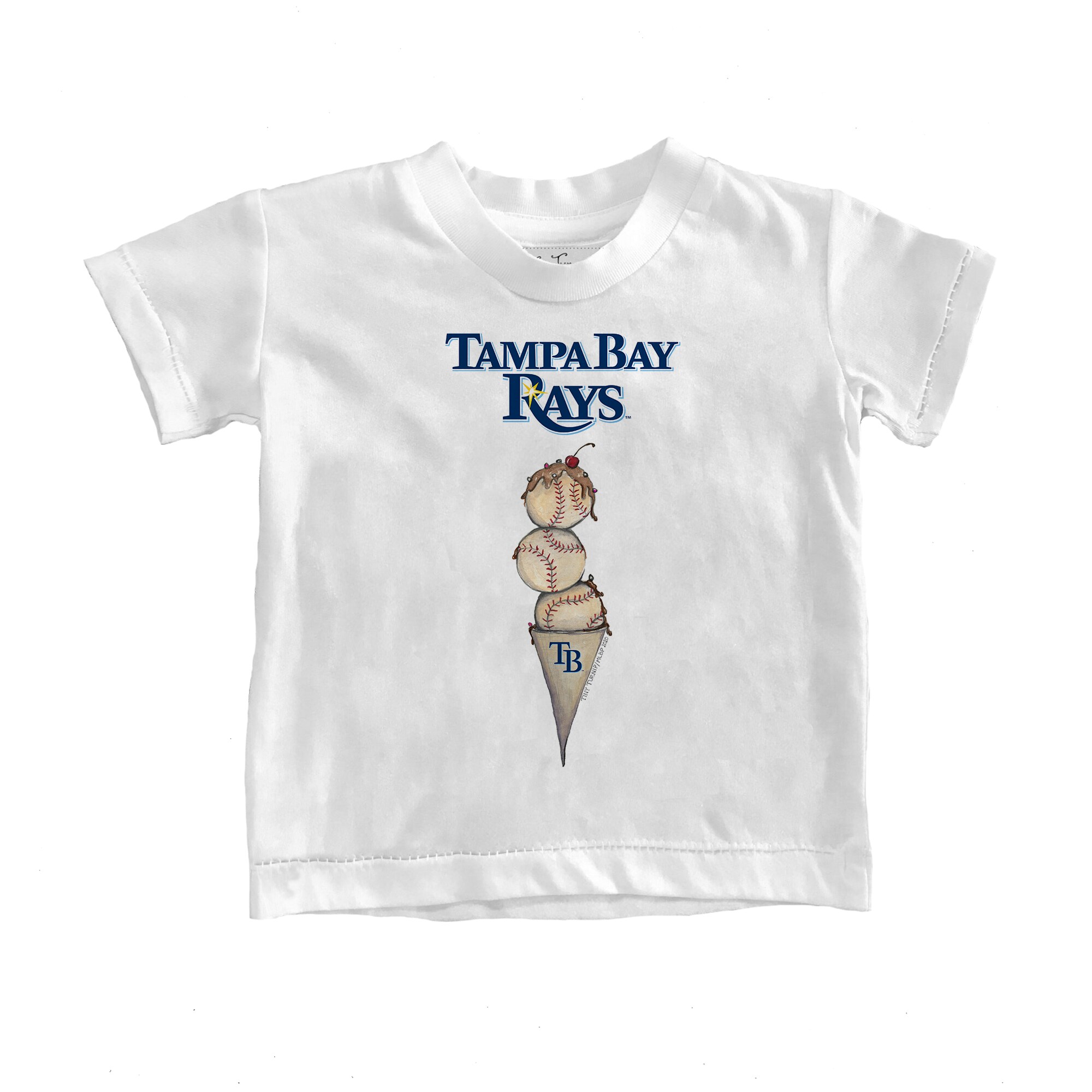 Infant Tampa Bay Rays Tiny Turnip White Triple Scoop T-Shirt