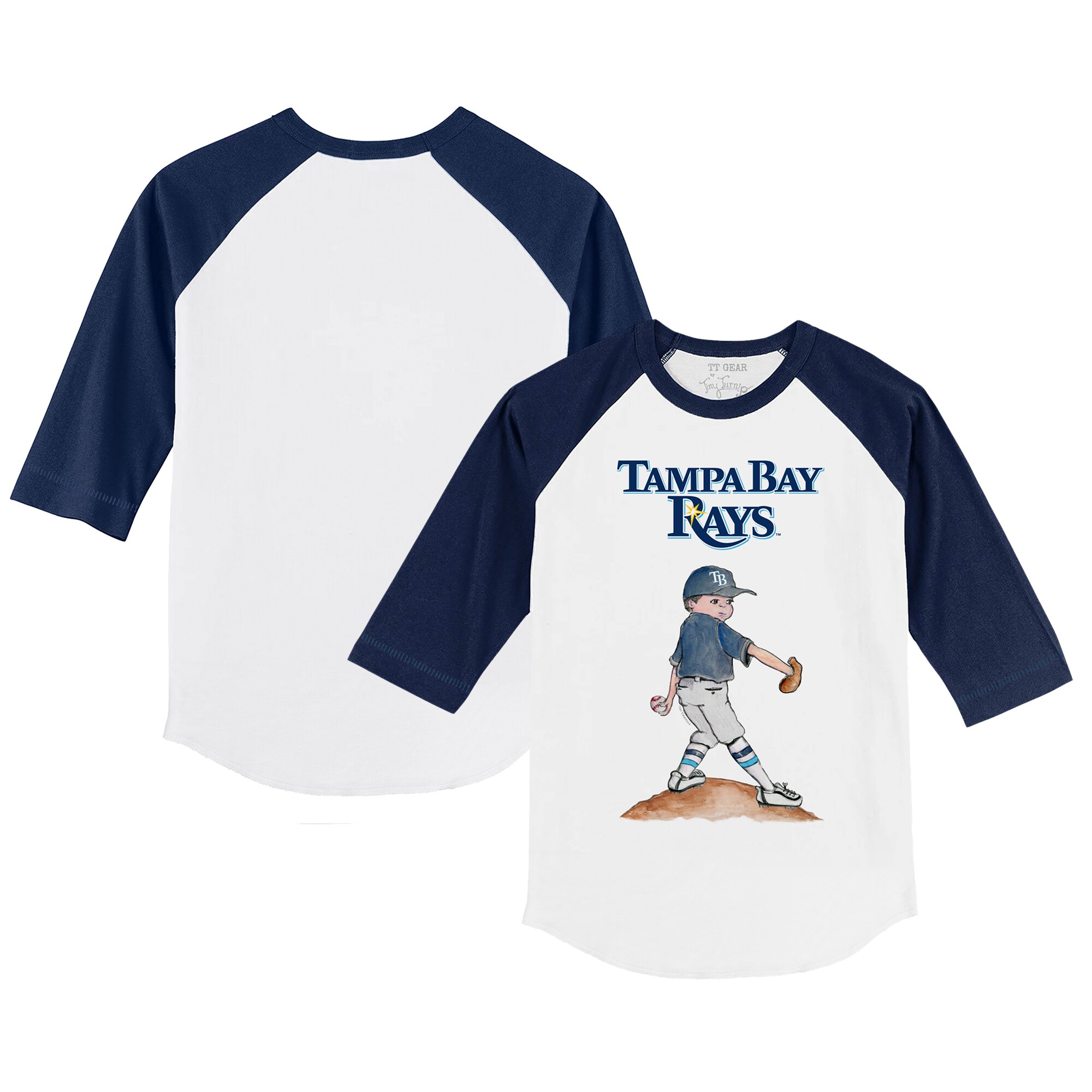 Infant Tampa Bay Rays Tiny Turnip White/Navy Clemente Raglan 3/4 Sleeve T-Shirt