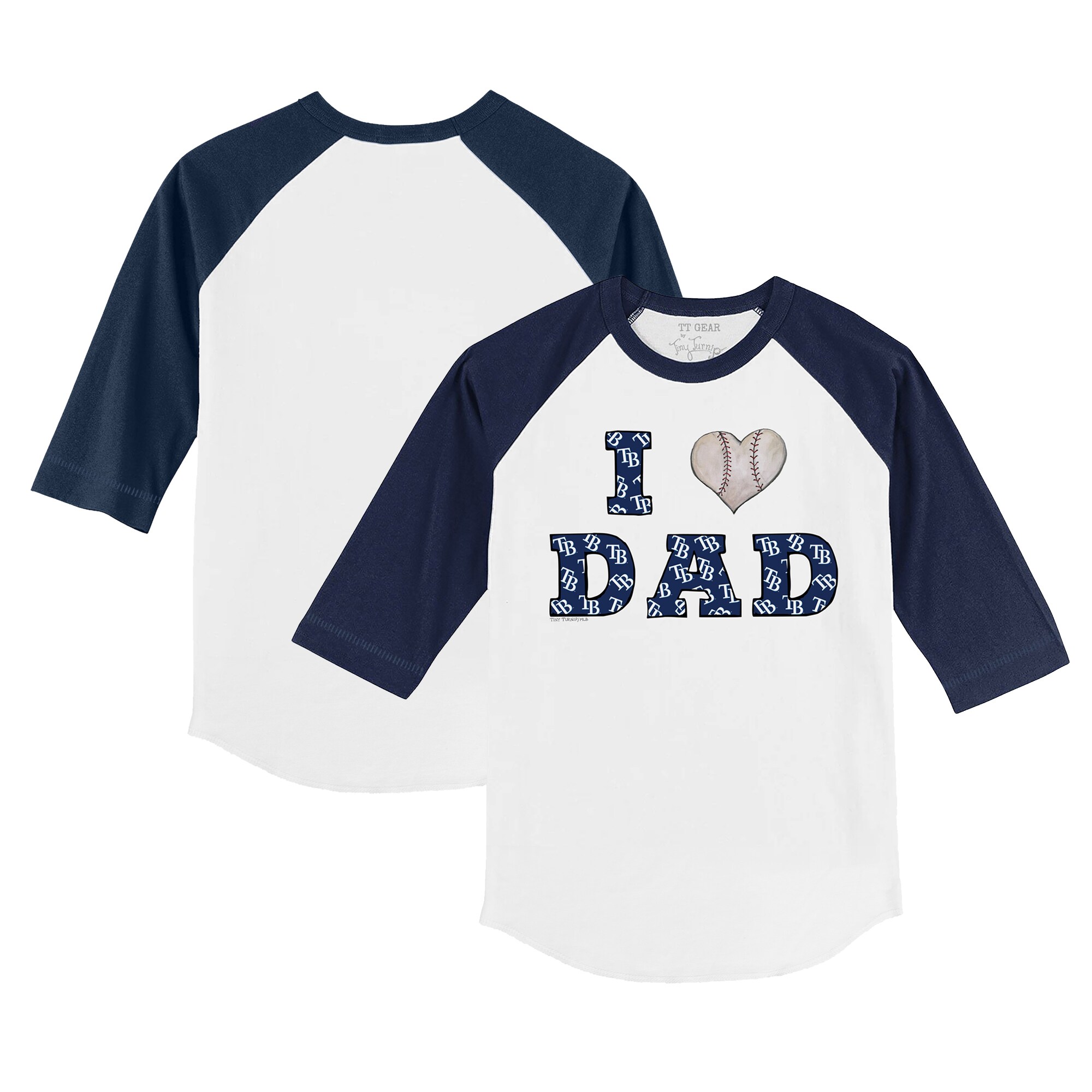 Infant Tampa Bay Rays Tiny Turnip White/Navy I Love Dad Raglan 3/4 Sleeve T-Shirt