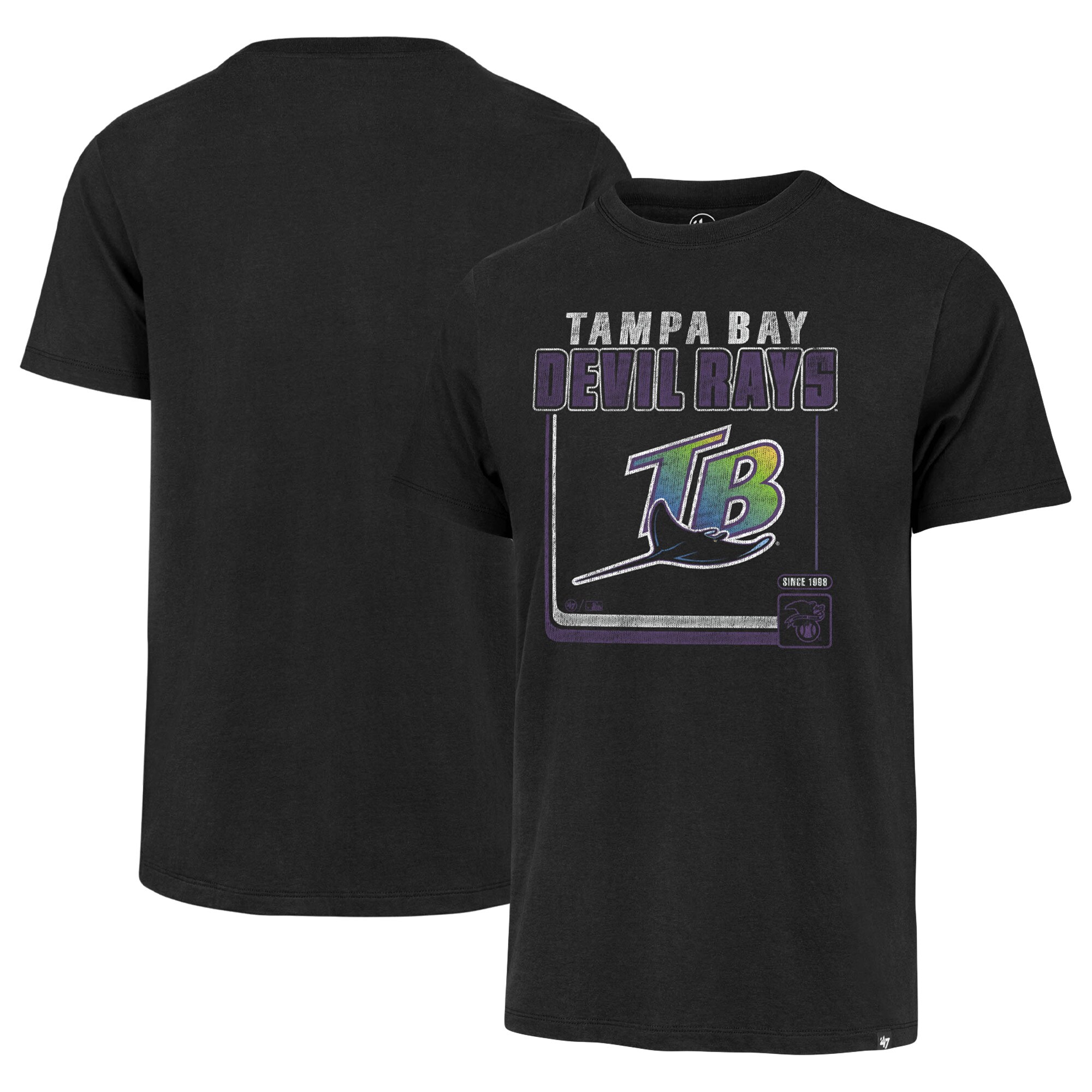 Men's Tampa Bay Rays  '47 Black Cooperstown Collection Borderline Franklin T-Shirt