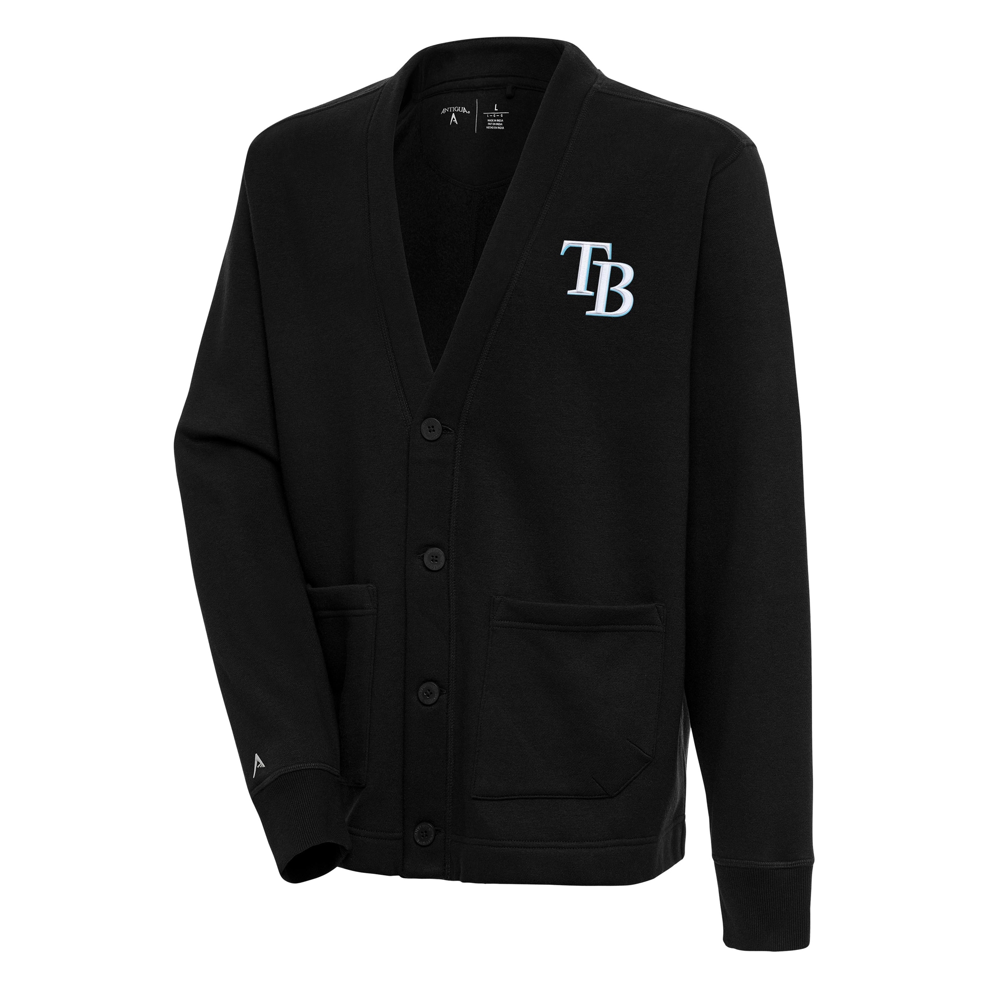 Men's Tampa Bay Rays  Antigua Black Button-Up Cardigan