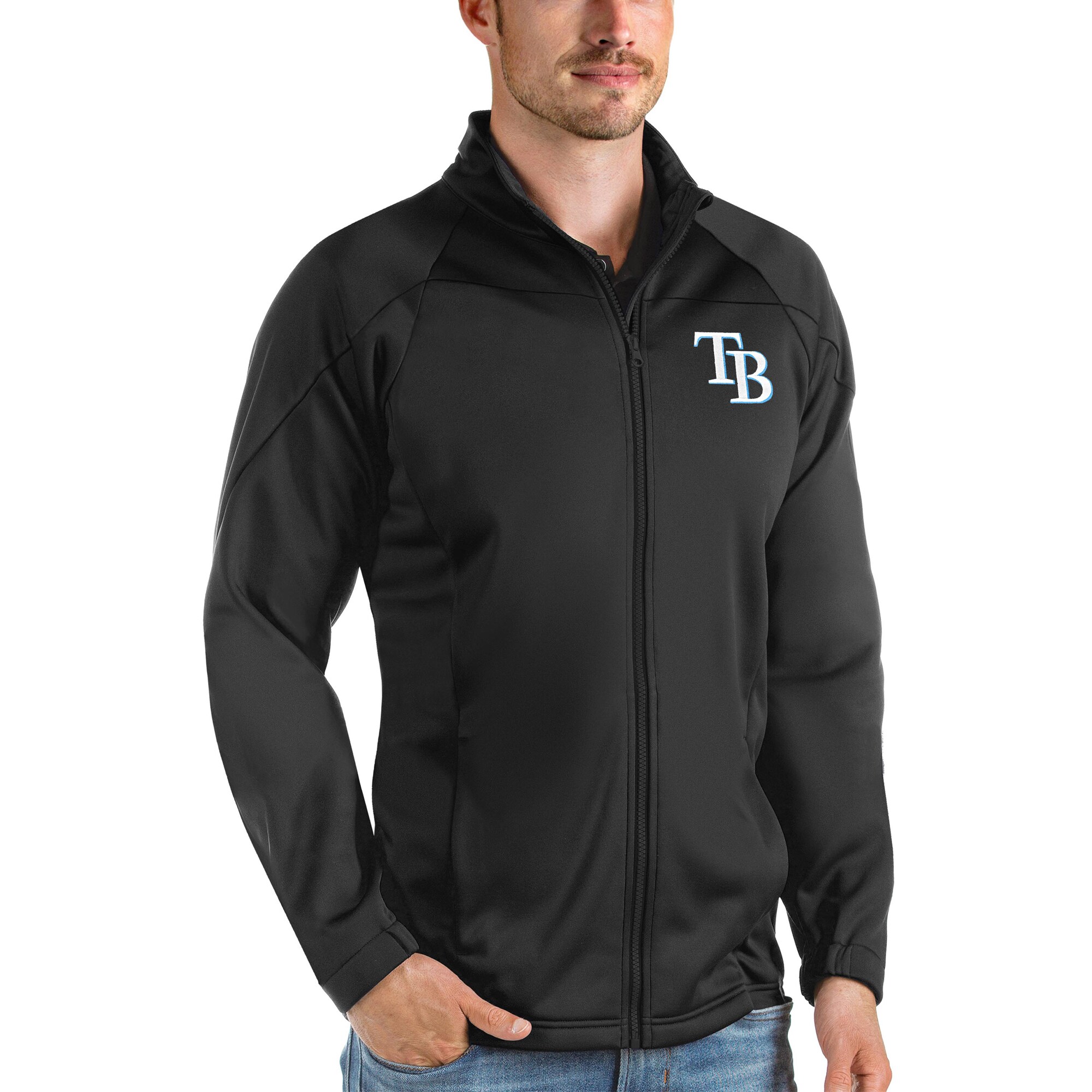Men's Tampa Bay Rays Antigua Black Links Full-Zip Golf Jacket