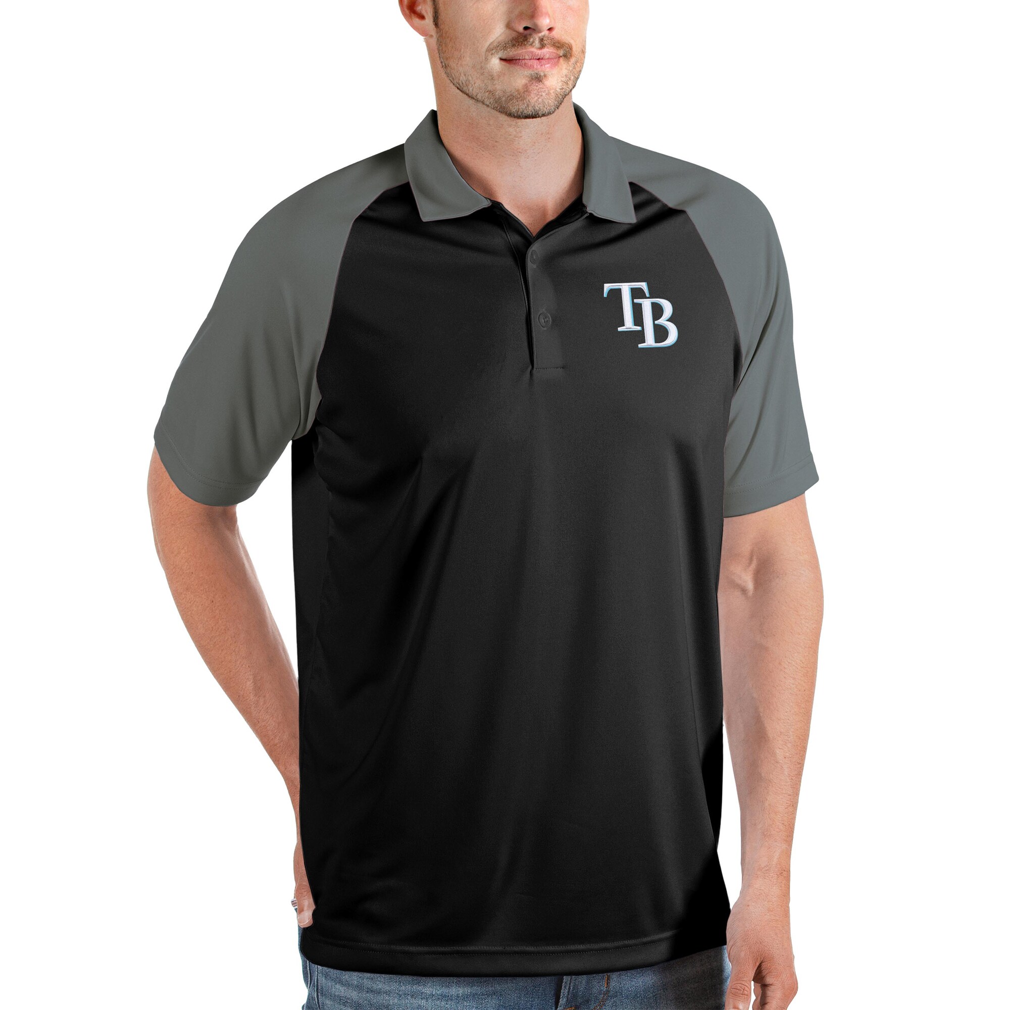 Men's Tampa Bay Rays Antigua Black/Gray Nova Polo