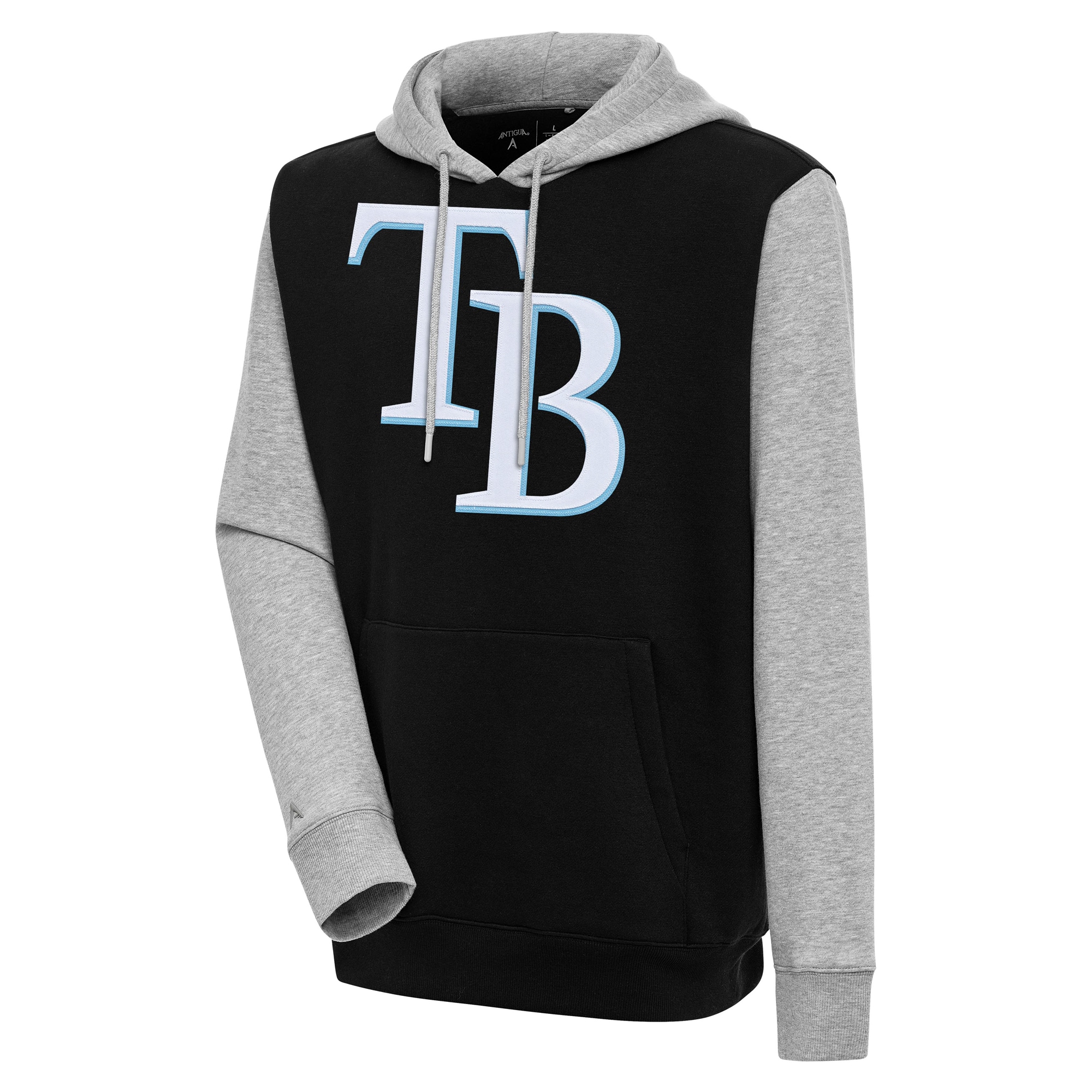 Men's Tampa Bay Rays  Antigua Black/Heather Gray Victory Pullover Hoodie