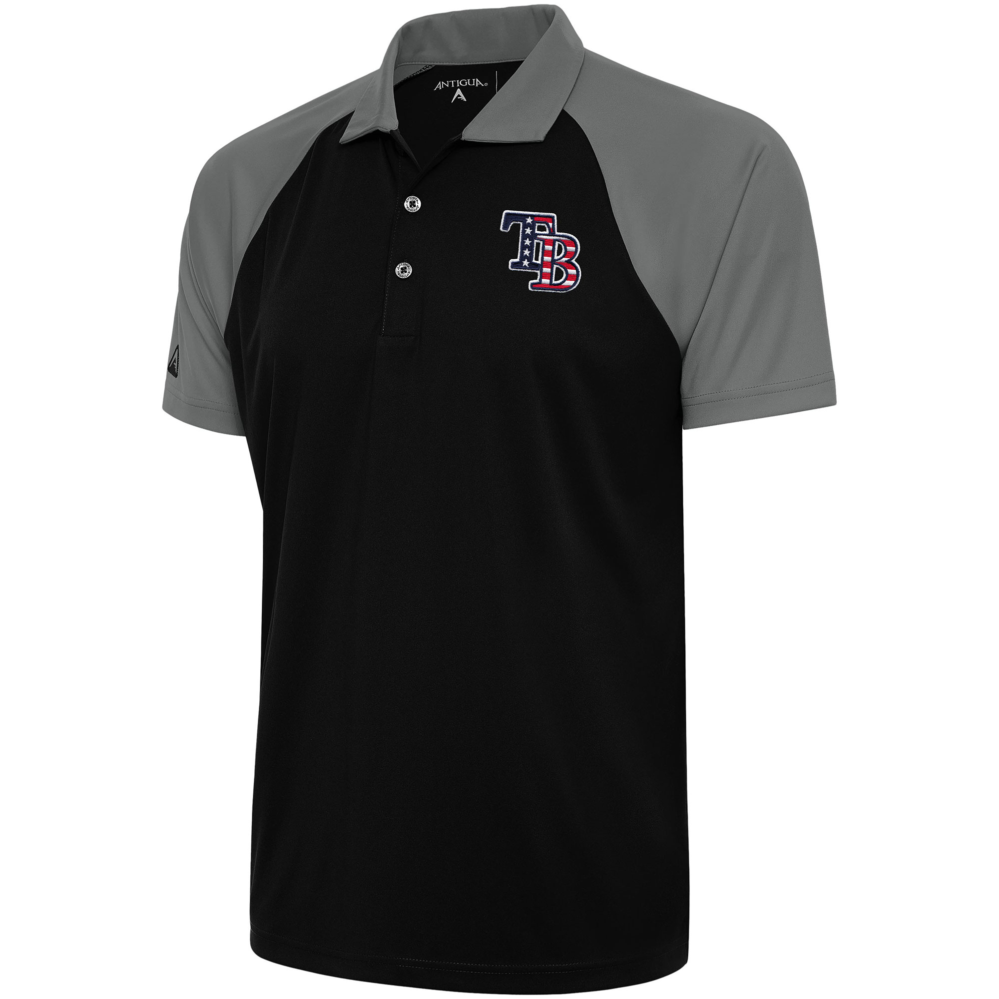 Men's Tampa Bay Rays  Antigua Black/Steel Patriotic Nova Polo