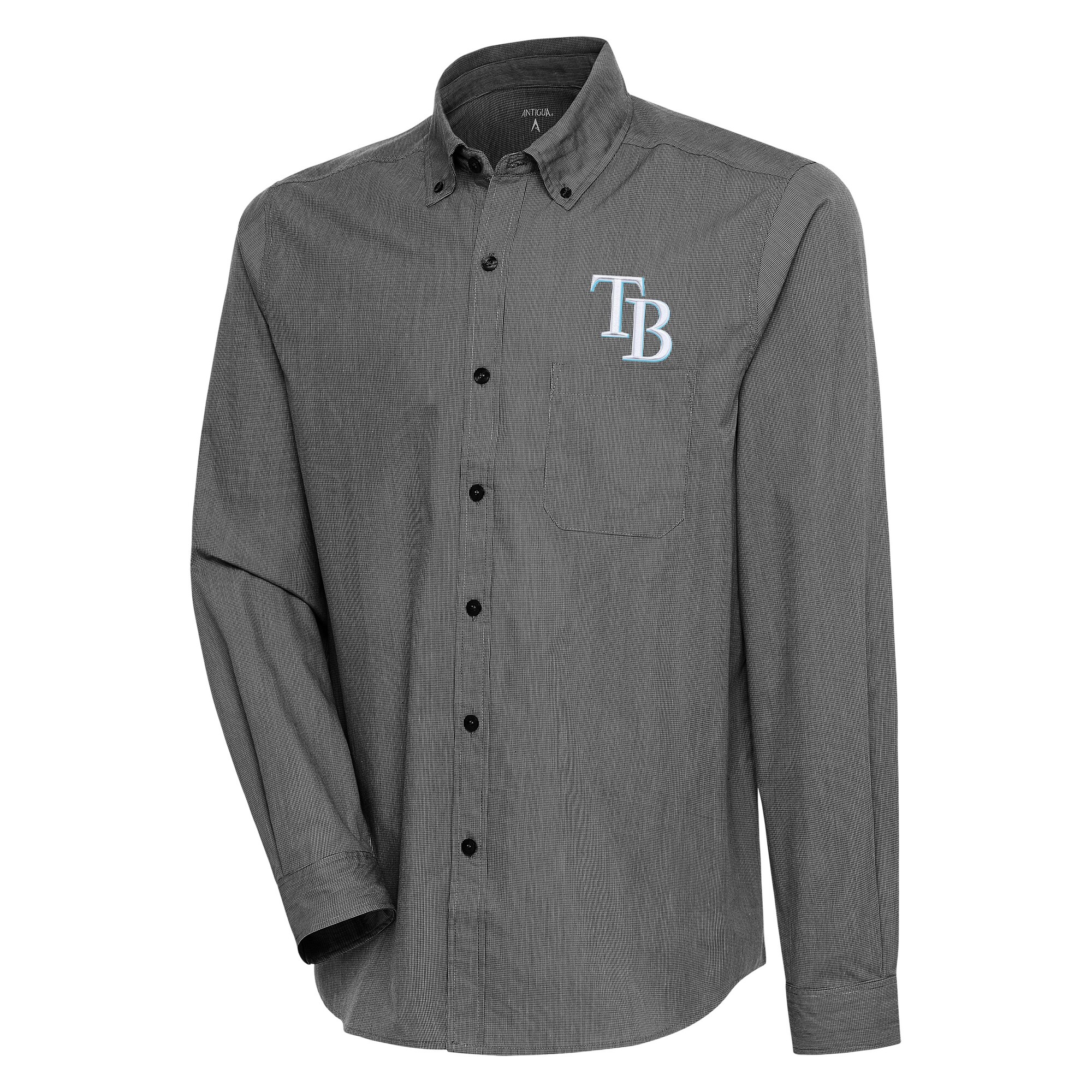 Men's Tampa Bay Rays  Antigua Black/White Compression Long Sleeve Button-Down Shirt