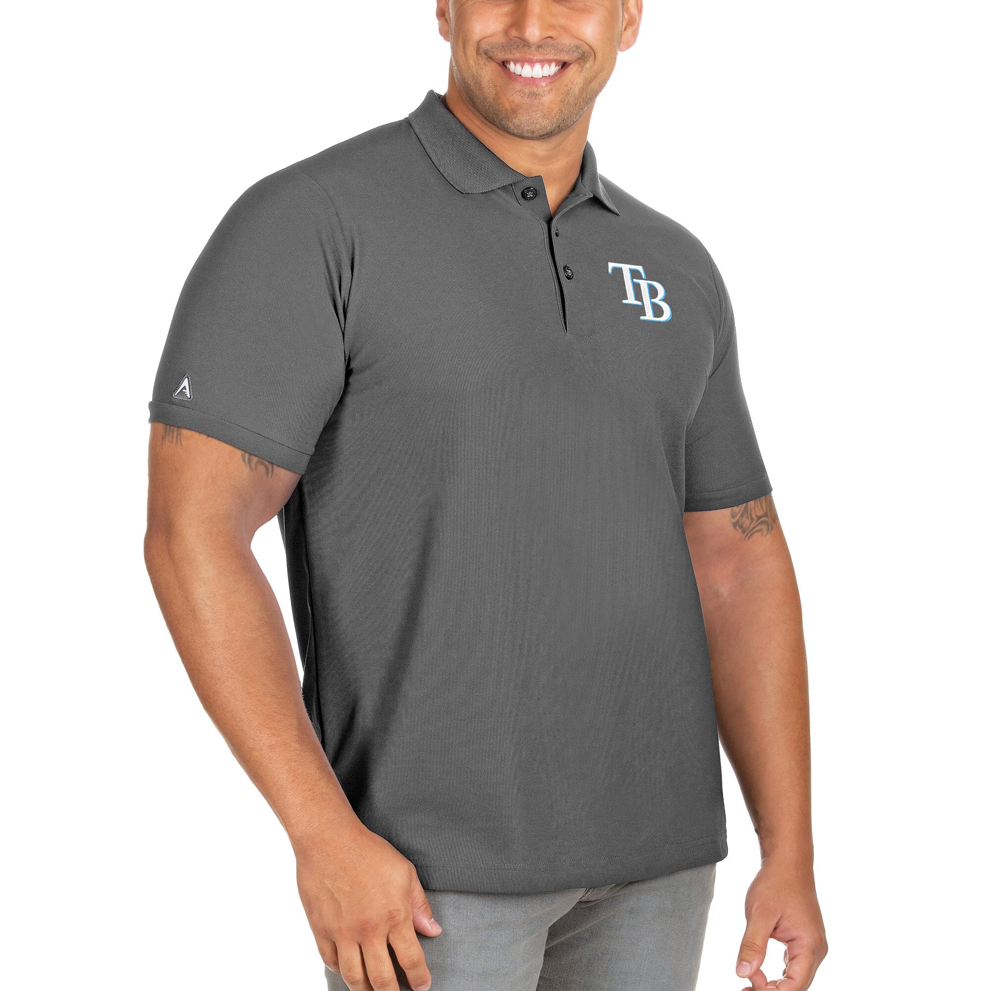 Men's Tampa Bay Rays Antigua Gray Big & Tall Legacy Pique Polo