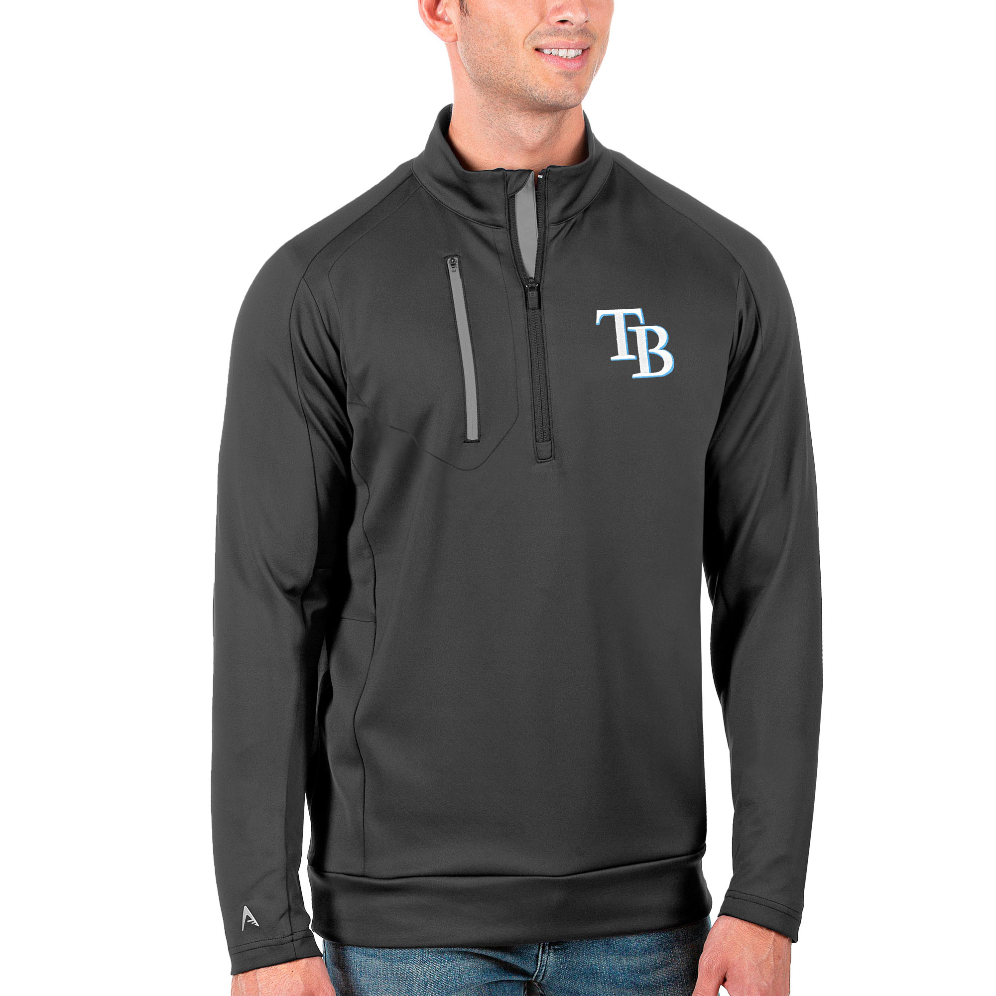 Men's Tampa Bay Rays Antigua Gray Generation Quarter-Zip Pullover Jacket