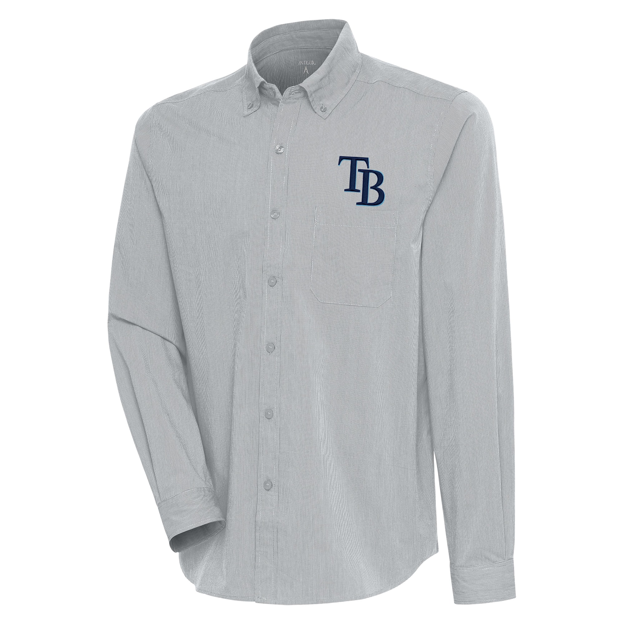 Men's Tampa Bay Rays  Antigua Gray/White Compression Long Sleeve Button-Down Shirt