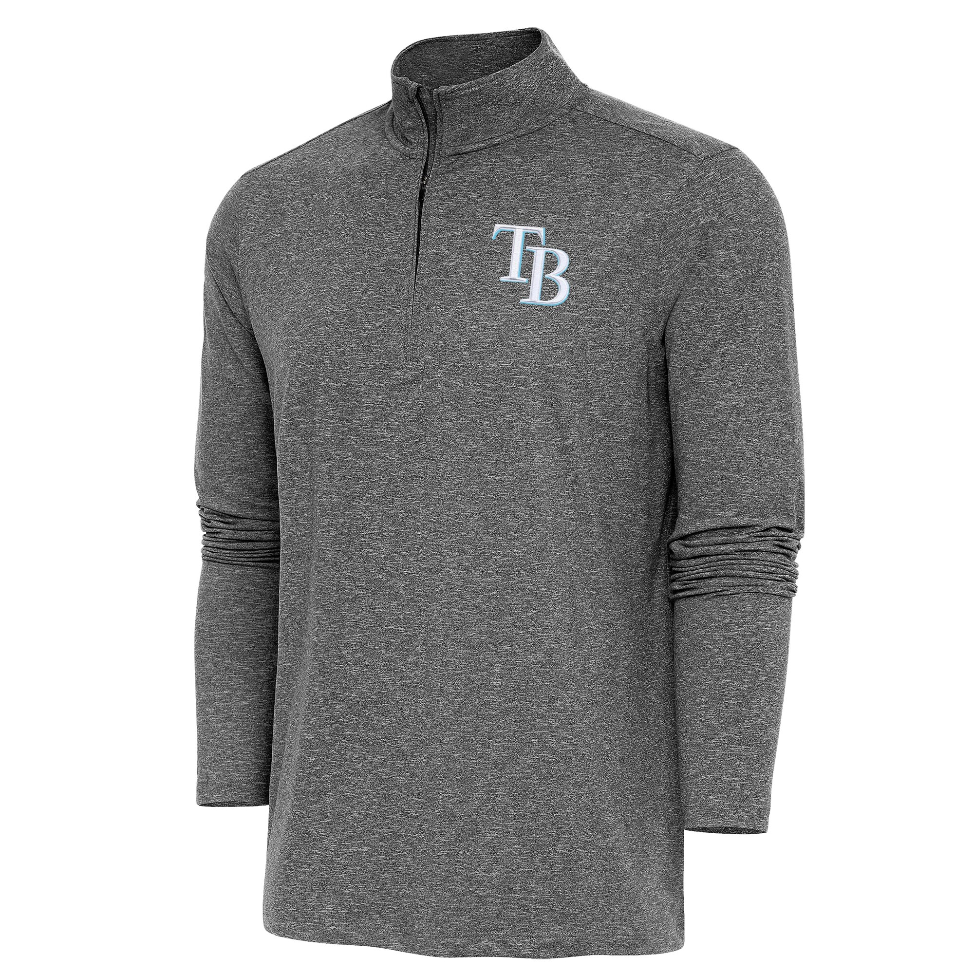Men's Tampa Bay Rays  Antigua Heather Black Hunk Quarter-Zip Pullover Top
