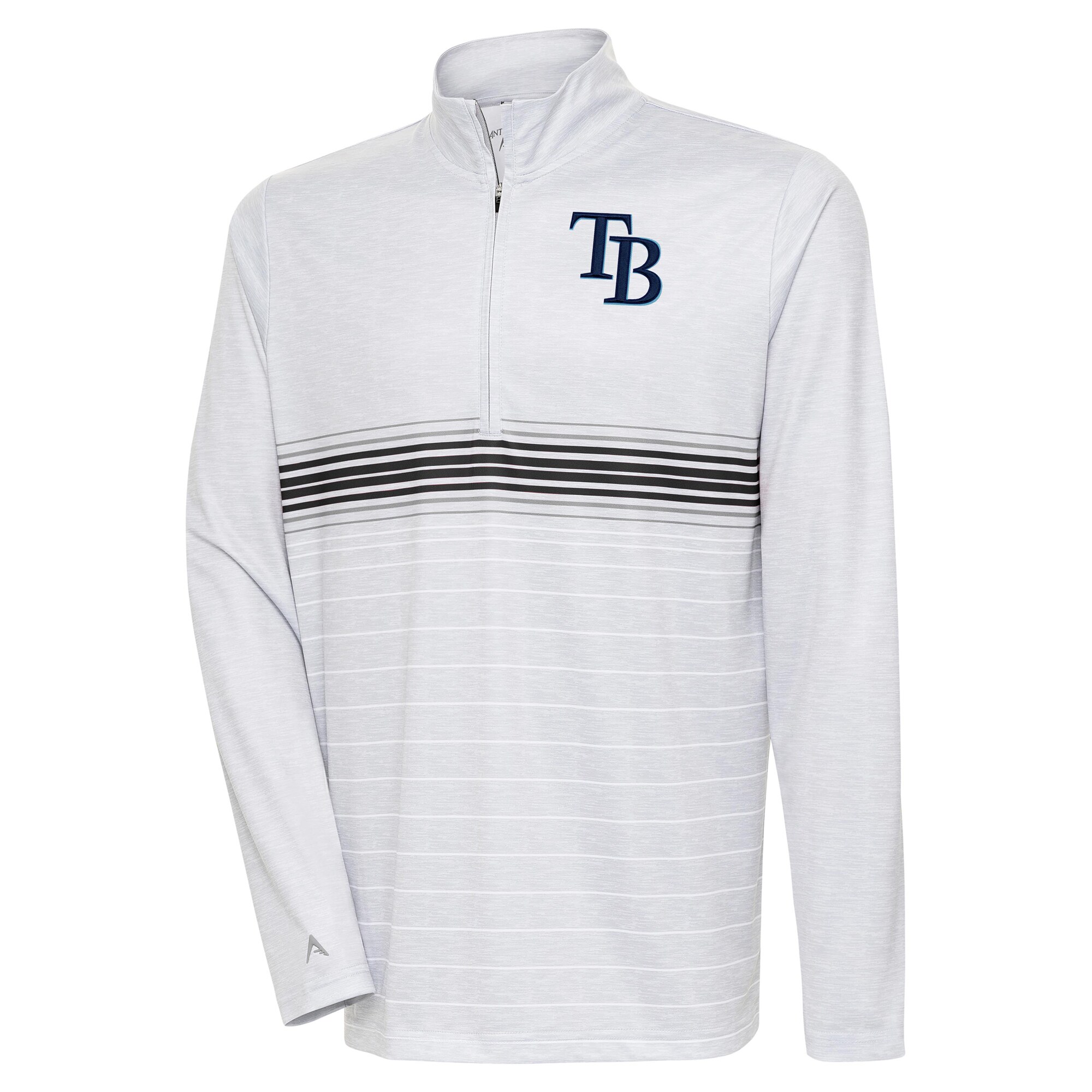 Men's Tampa Bay Rays Antigua Heather Gray/Black Bullseye Quarter-Zip Pullover Top