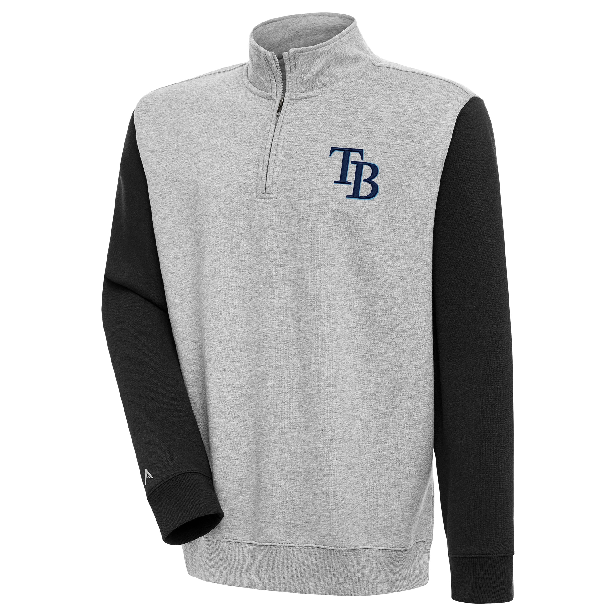 Men's Tampa Bay Rays  Antigua Heather Gray/Black Men's Victory CB 1/4 Zip Mock Pullover holiday