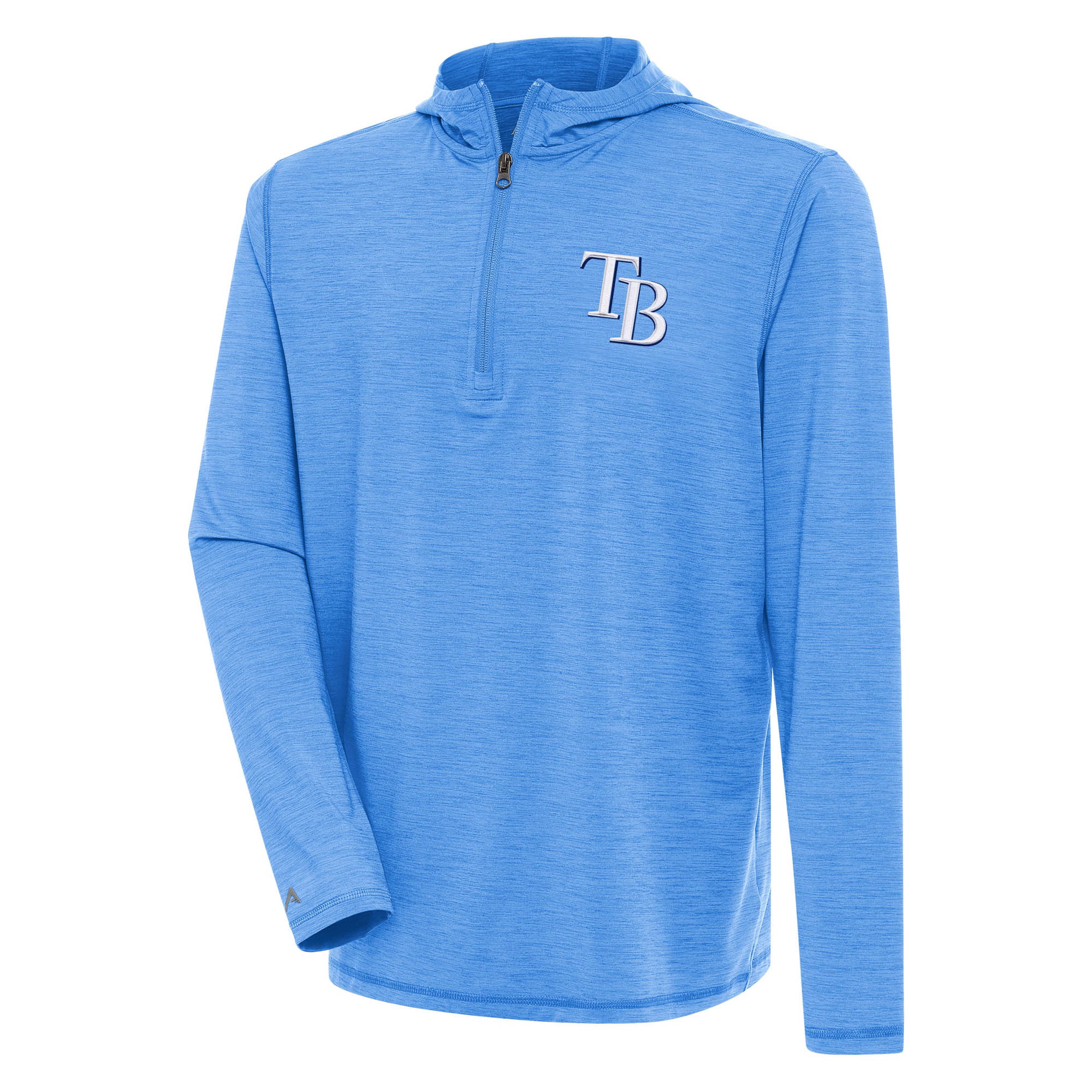 Men's Tampa Bay Rays  Antigua Heather Light Blue Tidy Quarter-Zip Hoodie