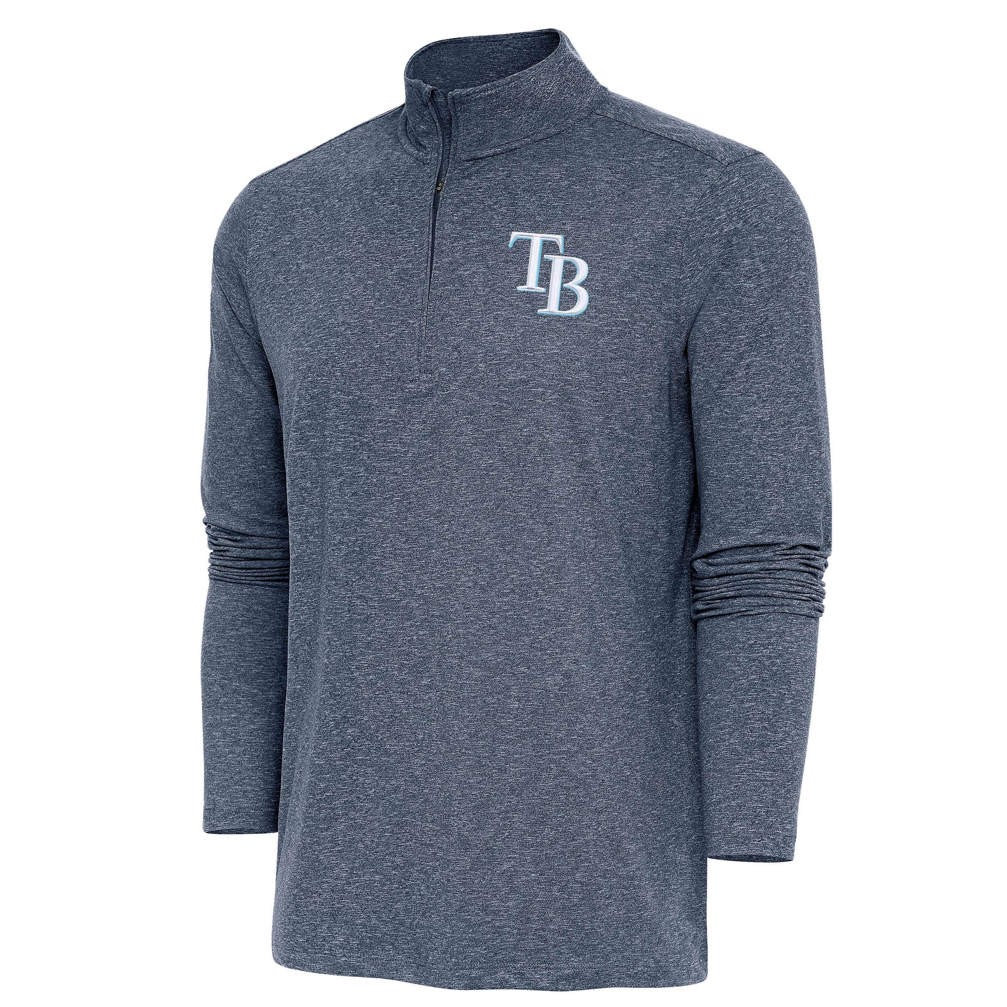 Men's Tampa Bay Rays  Antigua Heather Navy Hunk Quarter-Zip Pullover Top