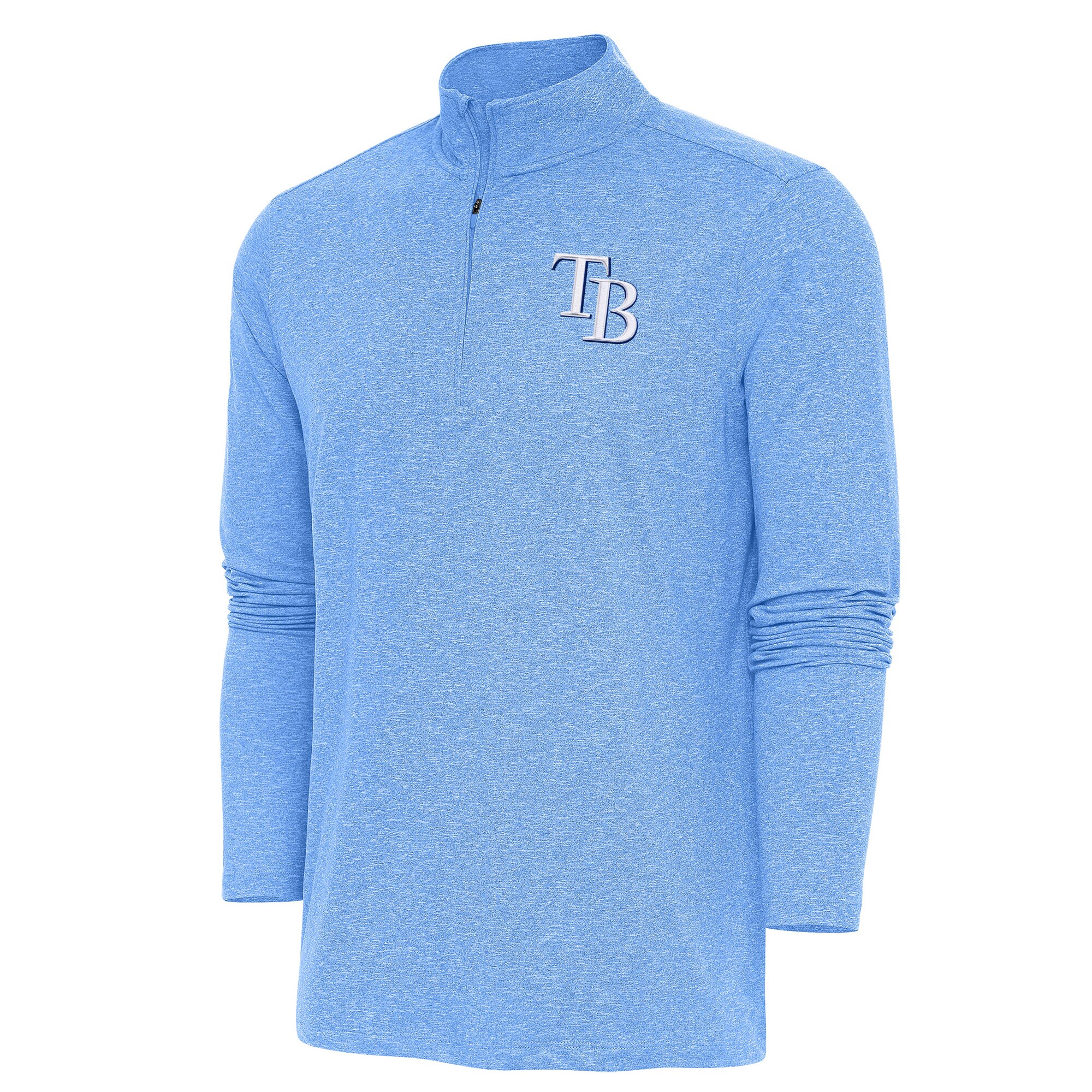 Men's Tampa Bay Rays  Antigua Heather Powder Blue Hunk Quarter-Zip Pullover Top