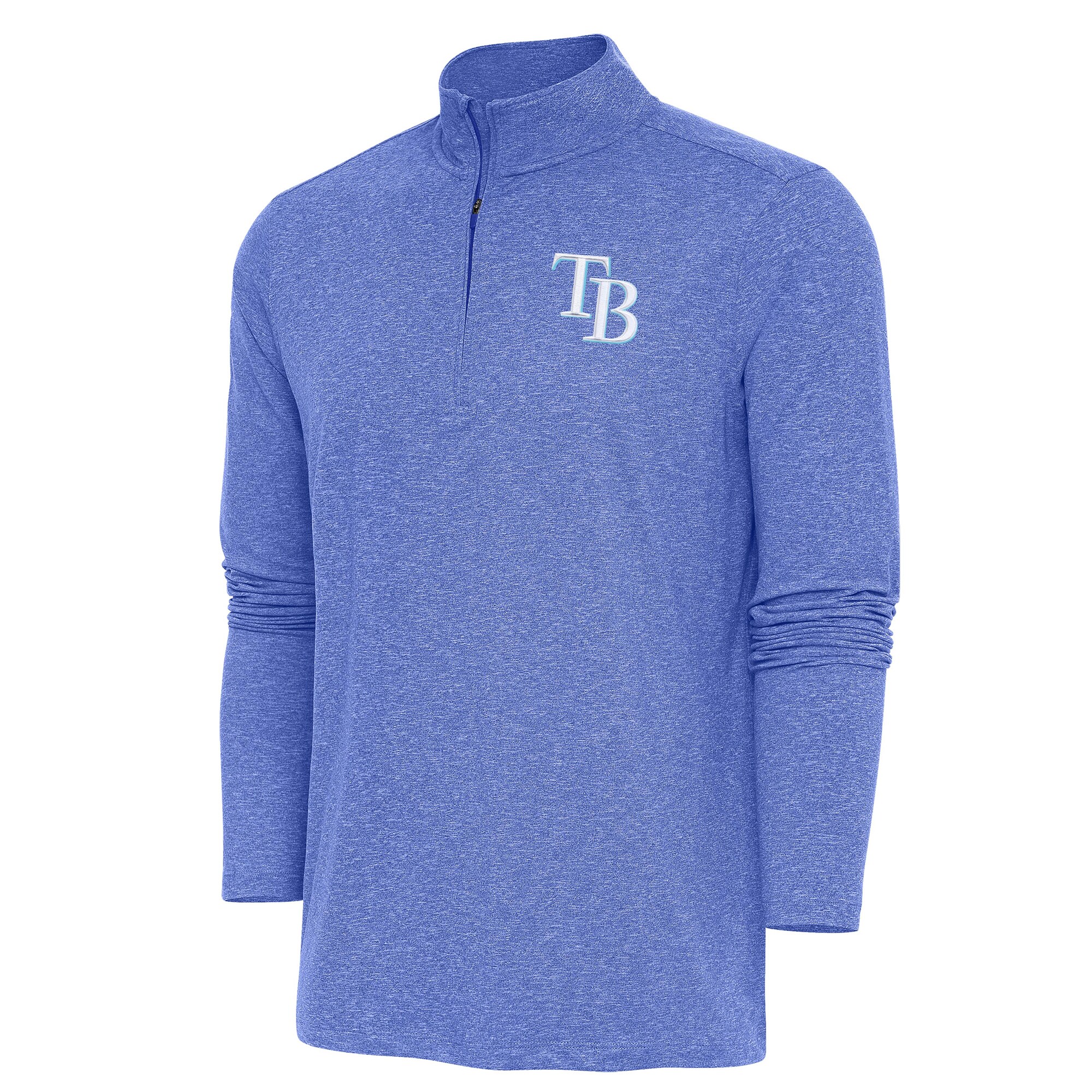 Men's Tampa Bay Rays  Antigua Heather Royal Hunk Quarter-Zip Pullover Top