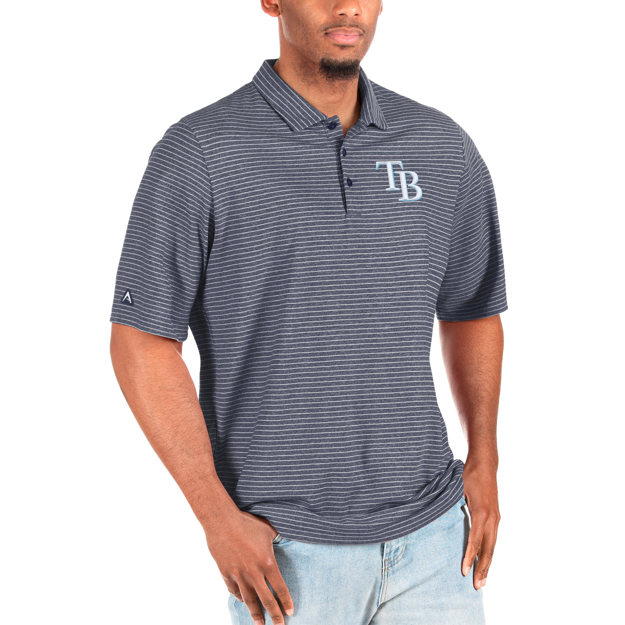 Men's Tampa Bay Rays Antigua Heathered Navy/White Big & Tall Esteem Polo