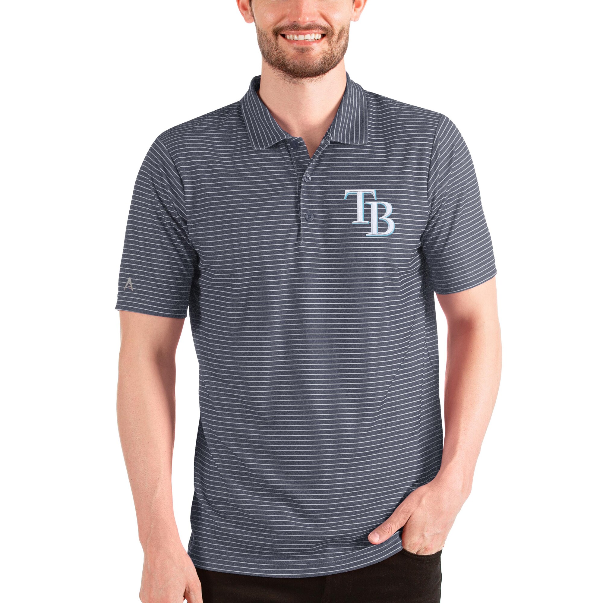 Men's Tampa Bay Rays Antigua Heathered Navy/White Esteem Polo