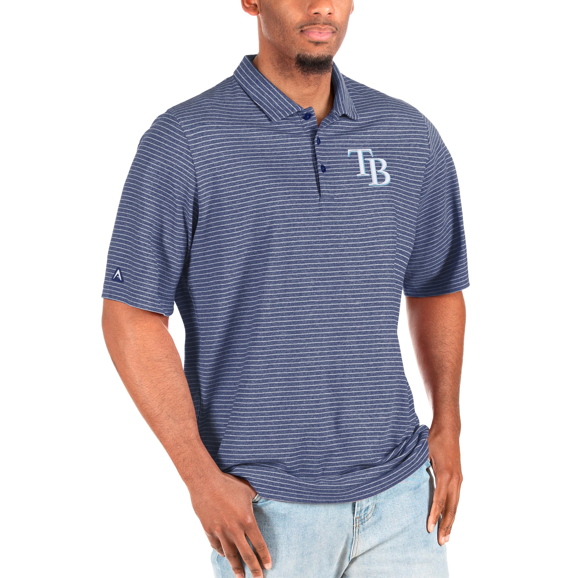 Men's Tampa Bay Rays Antigua Heathered Royal/White Big & Tall Esteem Polo