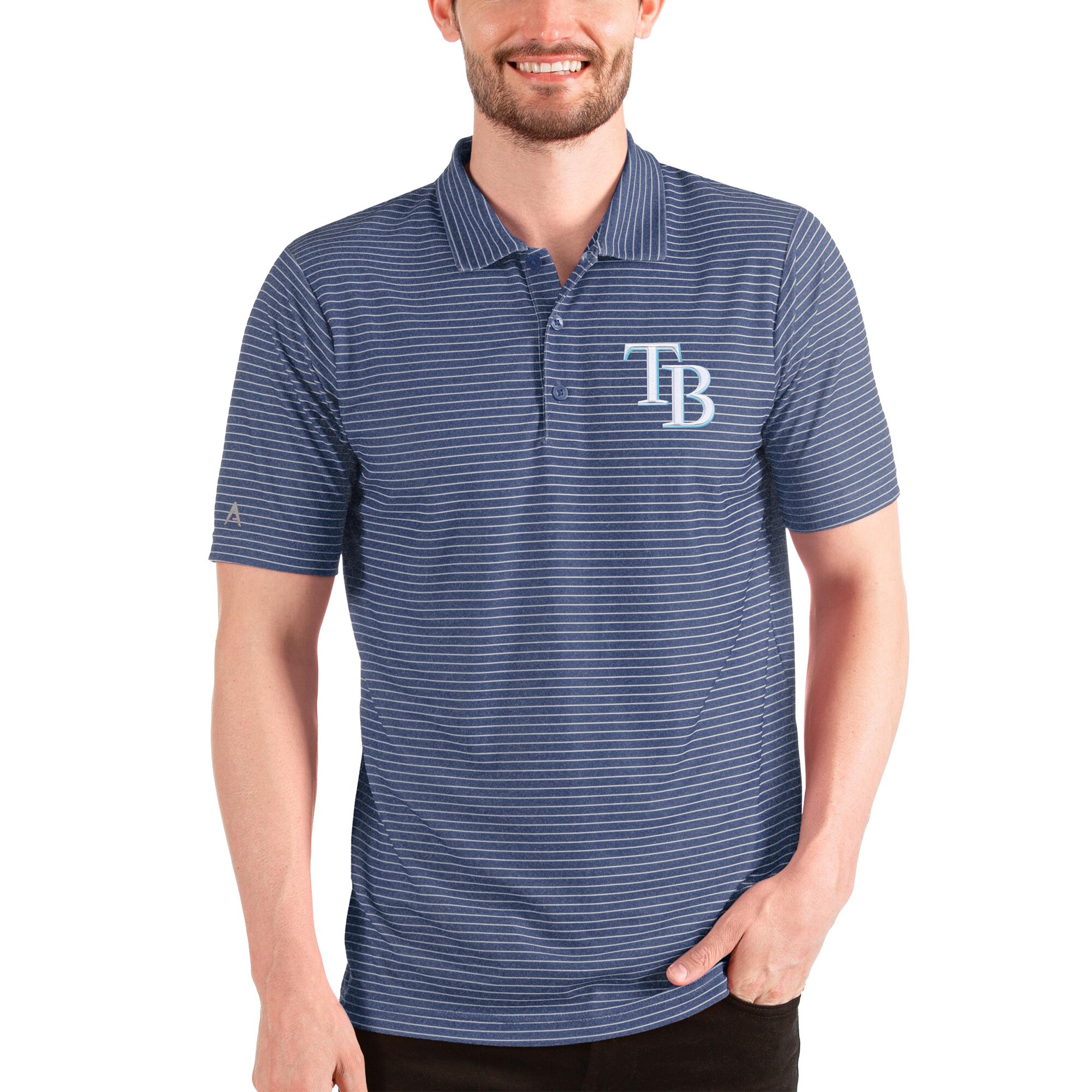 Men's Tampa Bay Rays Antigua Heathered Royal/White Esteem Polo