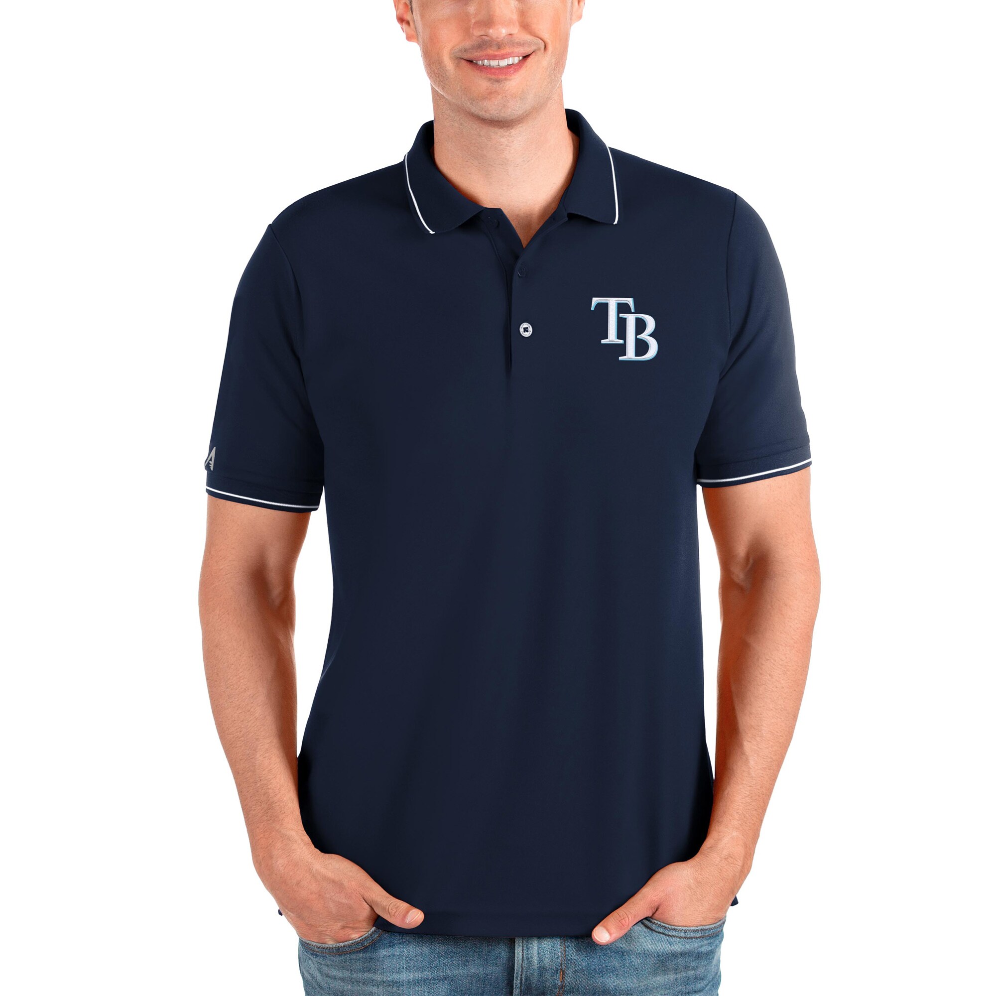 Men's Tampa Bay Rays Antigua Navy Affluent Polo