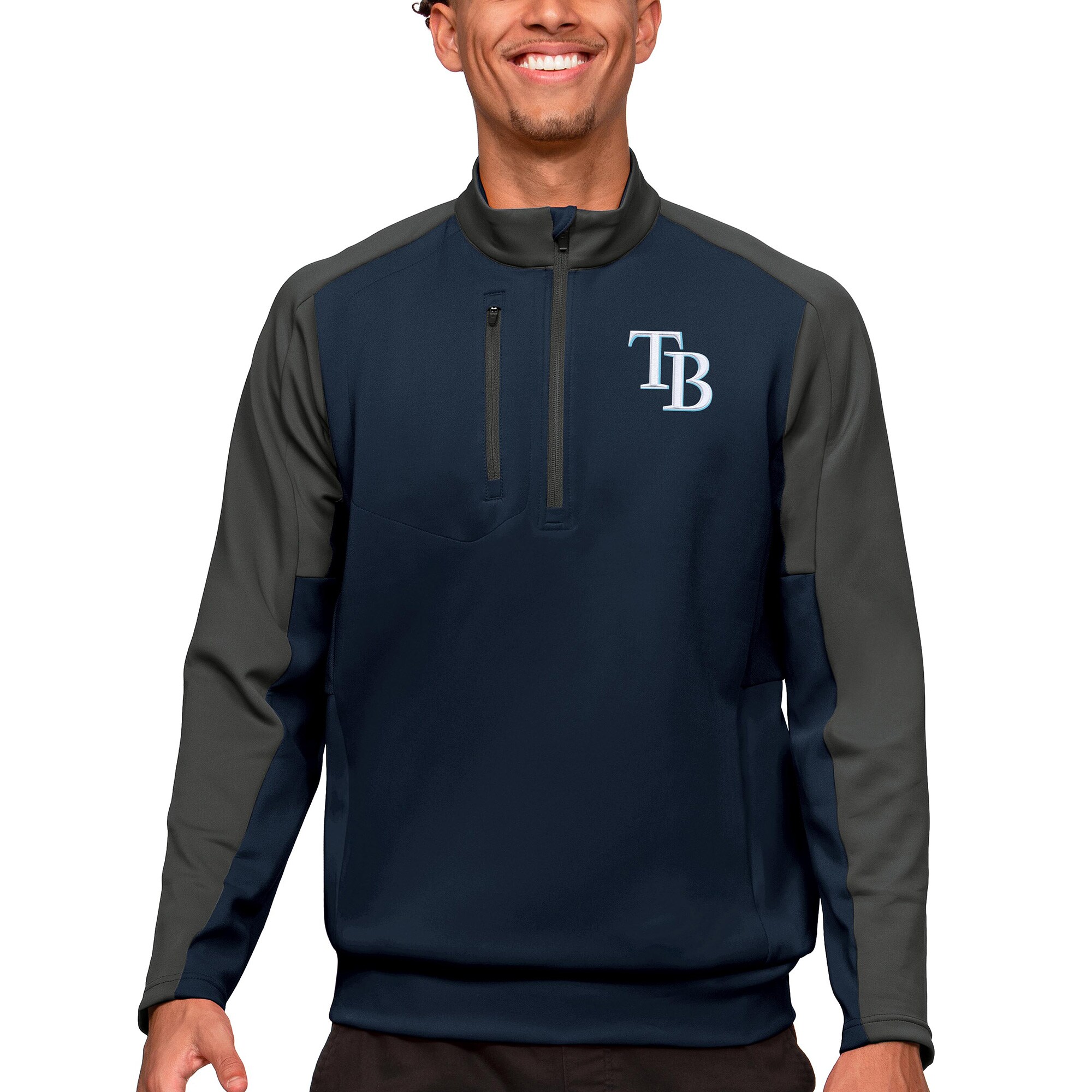 Men's Tampa Bay Rays Antigua Navy Team Quarter-Zip Pullover Top