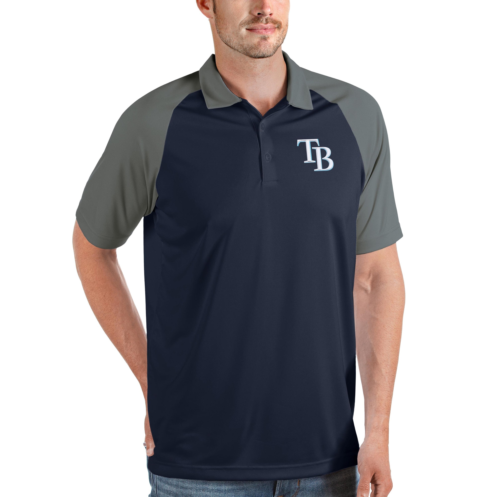 Men's Tampa Bay Rays Antigua Navy/Gray Nova Polo